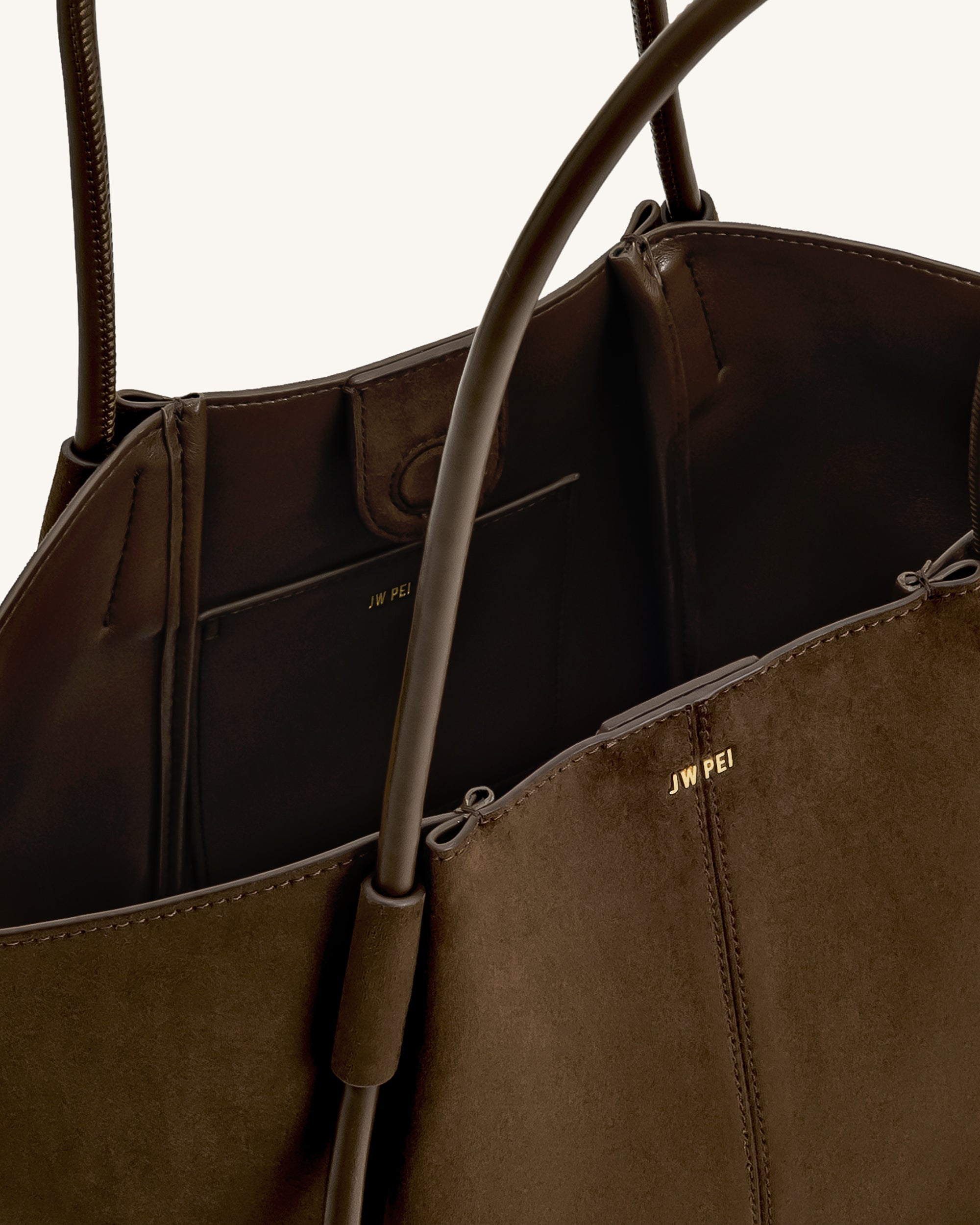 Nala Faux Suede Vegan Leather Midi Casual Tote Bag - Mocha Brown