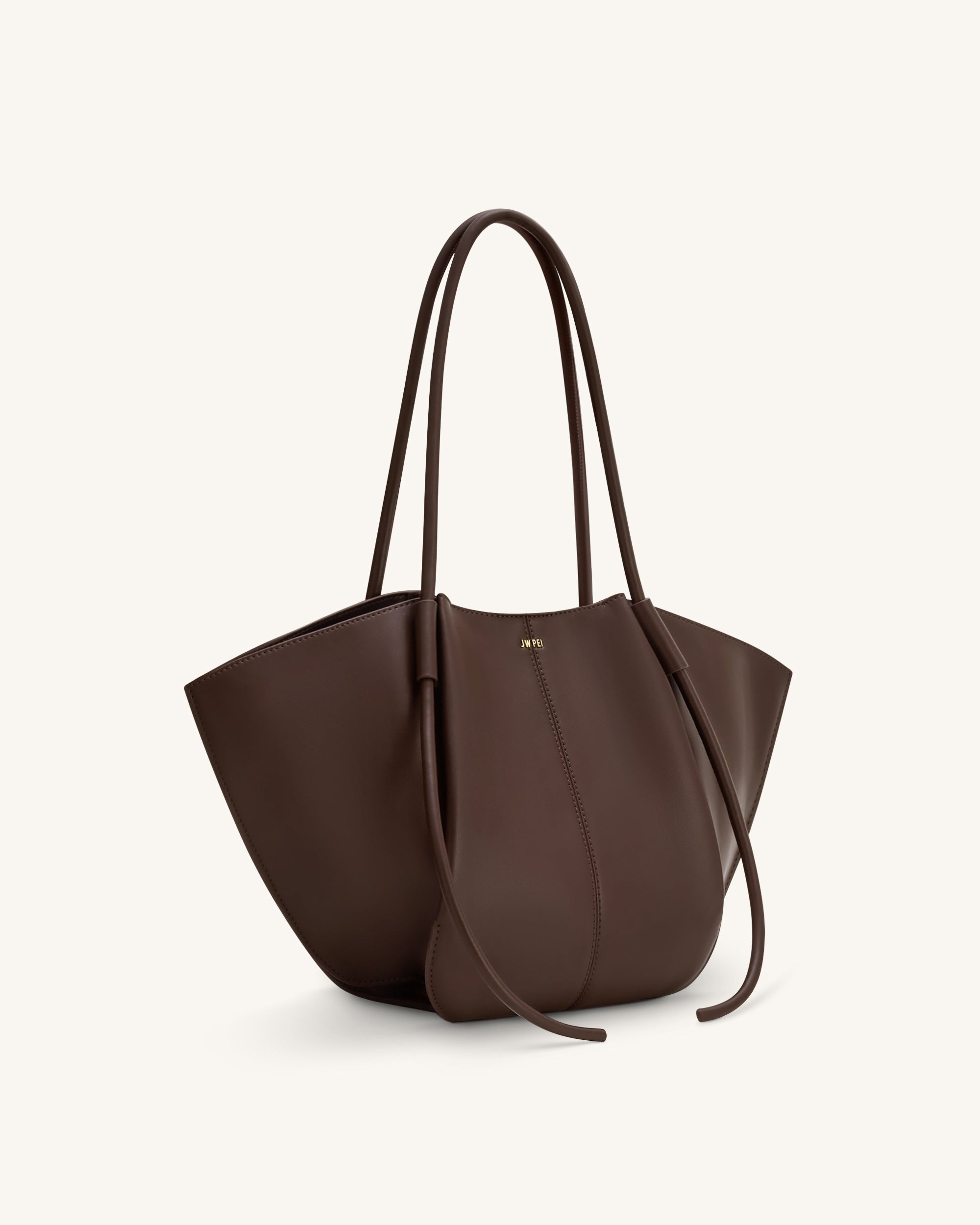 Nala Vegan Leather Wide Tote Bag - Deep Brown