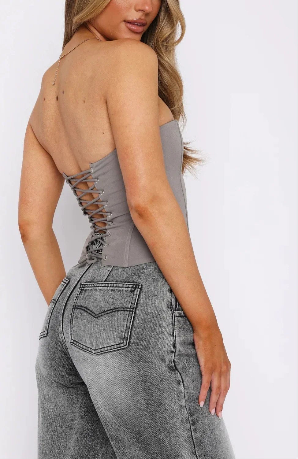 Elodie Strapless Corset top in Petrol