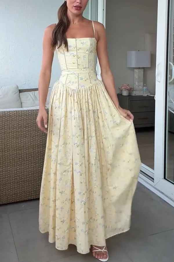 SLEEVELESS FLORAL MIDI VACATION DRESS