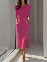 Sleeveless Button-Up Midi Summer Casual Dress