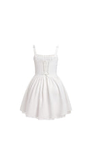 Zahra Red and White Lace-Trimmed Mini Dress