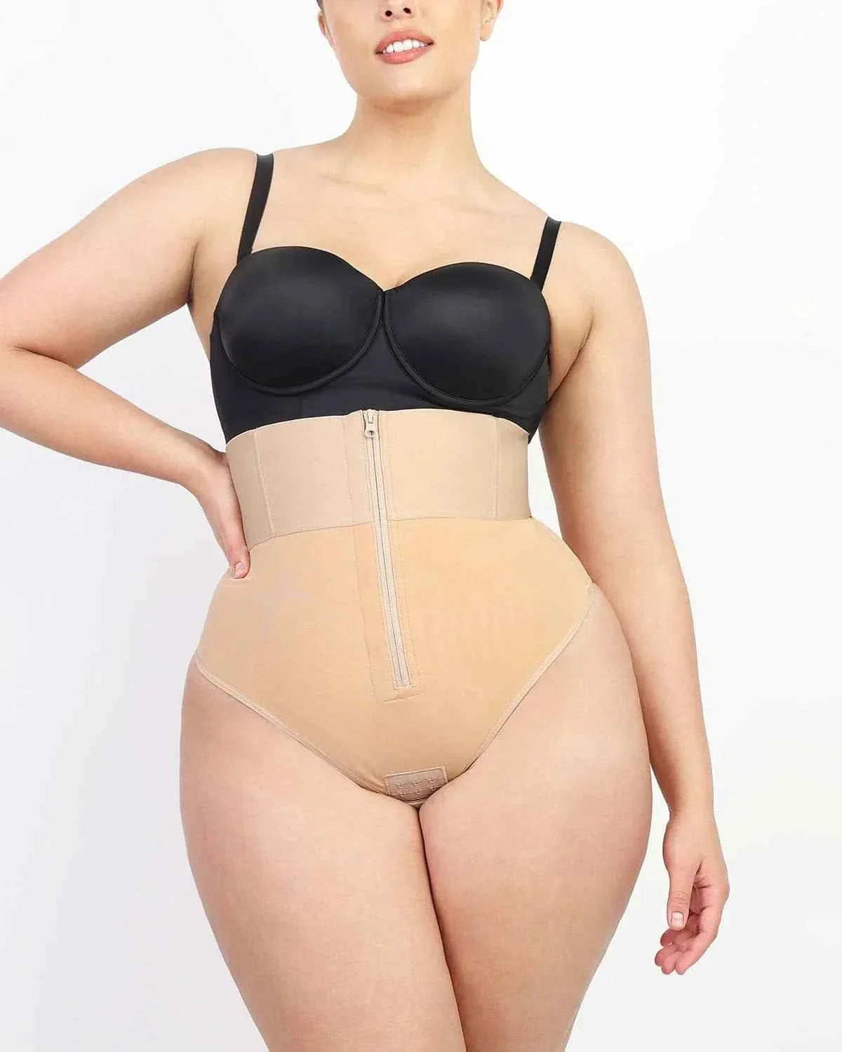 BOOT-YEAHâ„?Mini Shorts - Black Boned High-Waisted