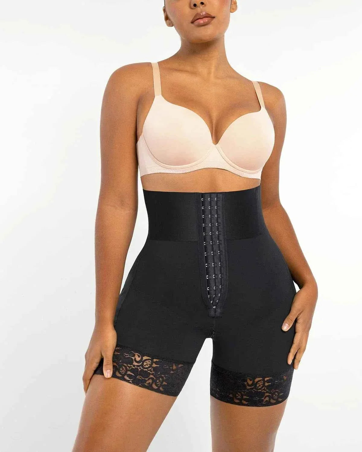 BOOT-YEAHâ„?Mini Shorts - Black Boned High-Waisted