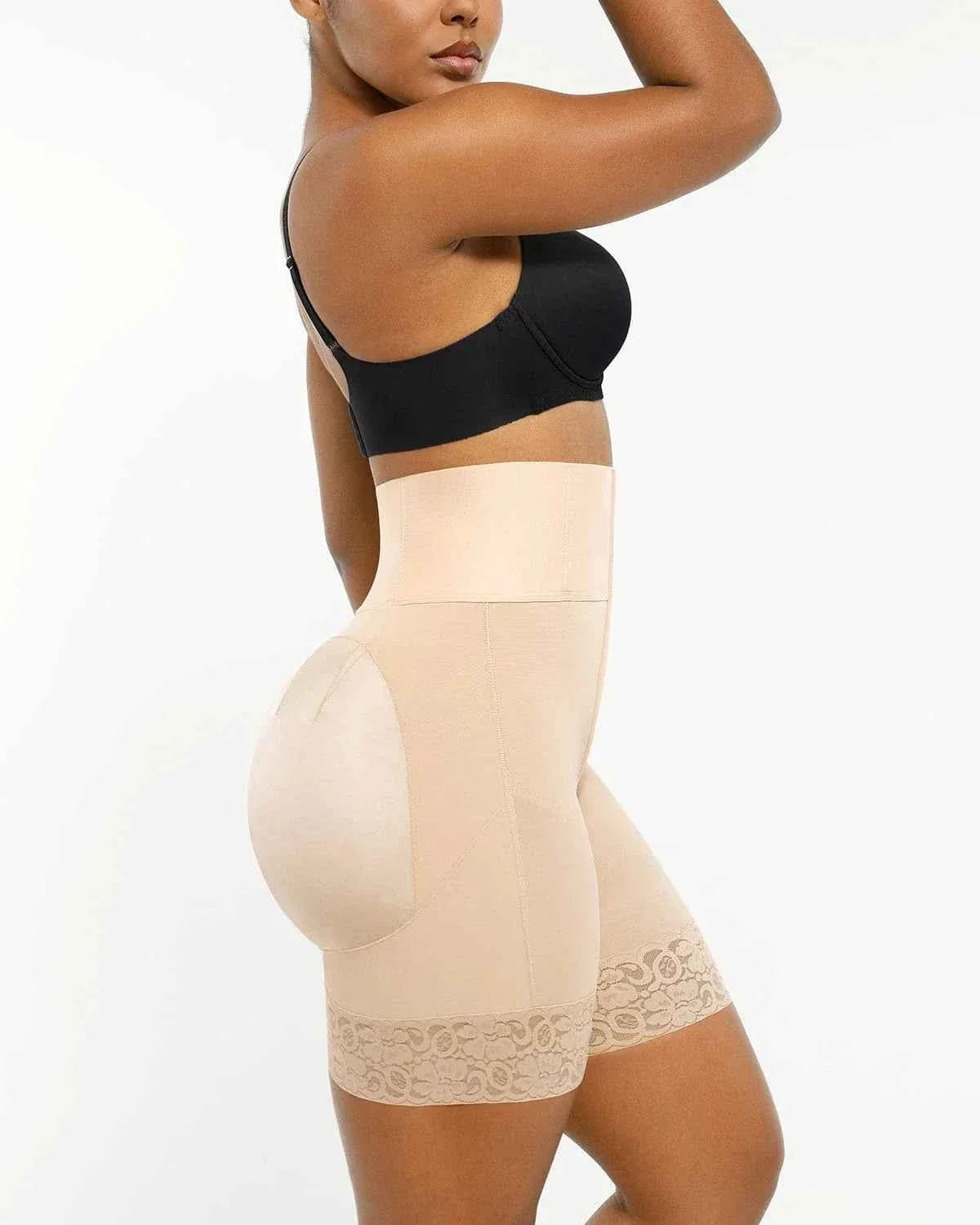 BOOT-YEAHâ„?Mini Shorts - Black Boned High-Waisted