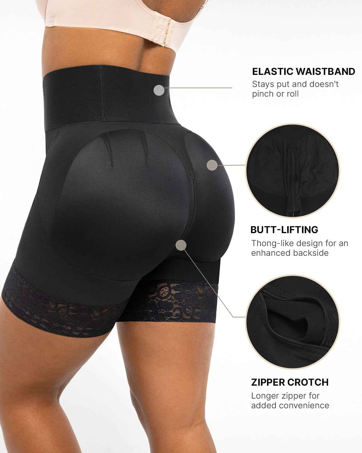 BOOT-YEAHâ„?Mini Shorts - Black Boned High-Waisted