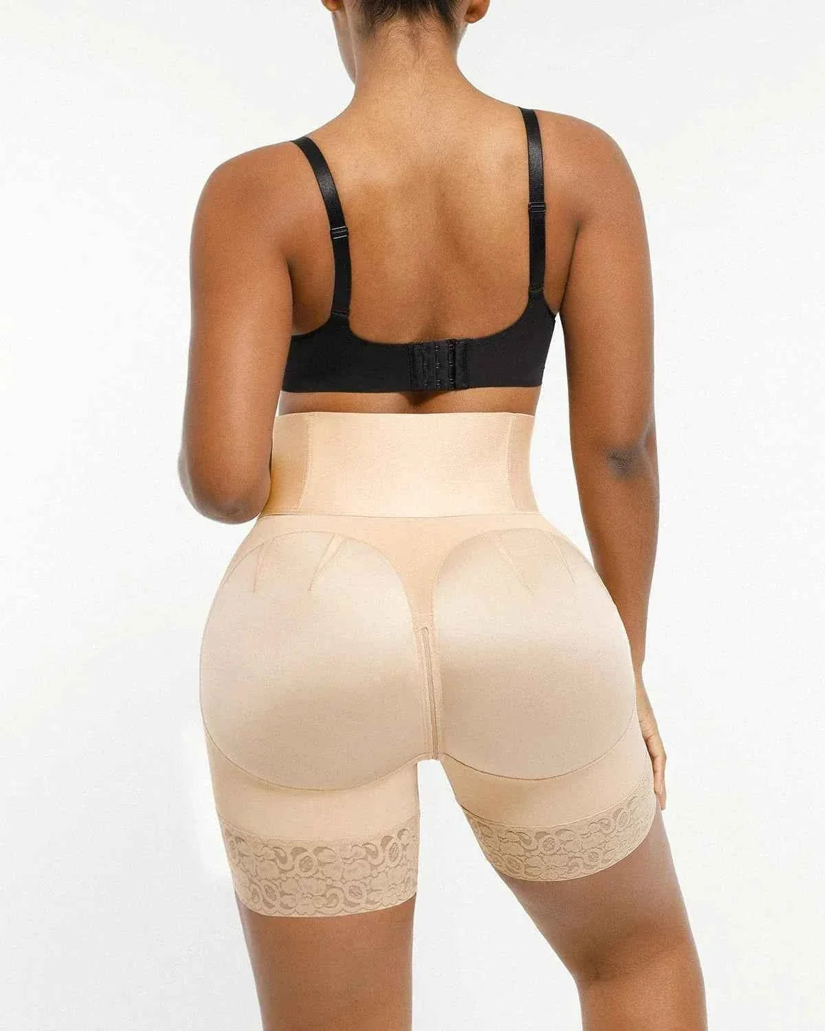 BOOT-YEAHâ„?Mini Shorts - Black Boned High-Waisted