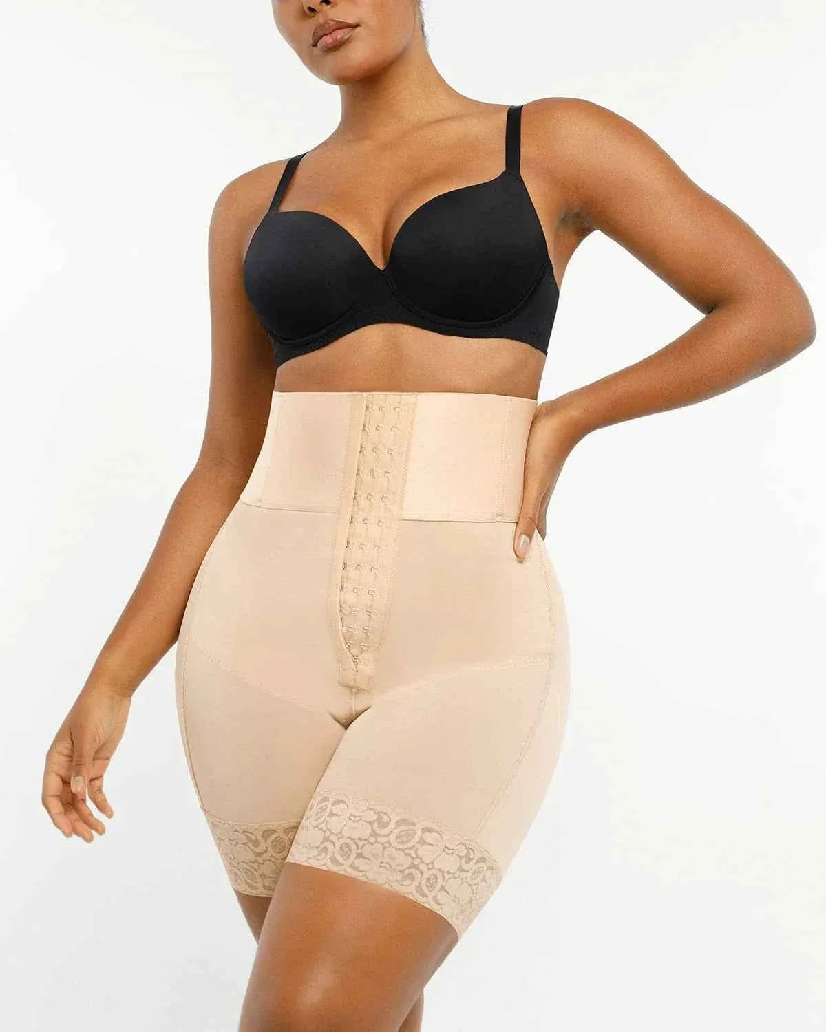 BOOT-YEAHâ„?Mini Shorts - Black Boned High-Waisted