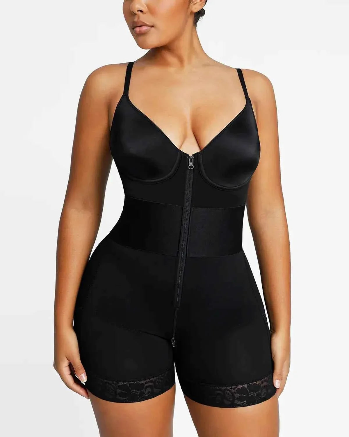 Bare Essentials Midi Bodysuit - Black Lace Shaping