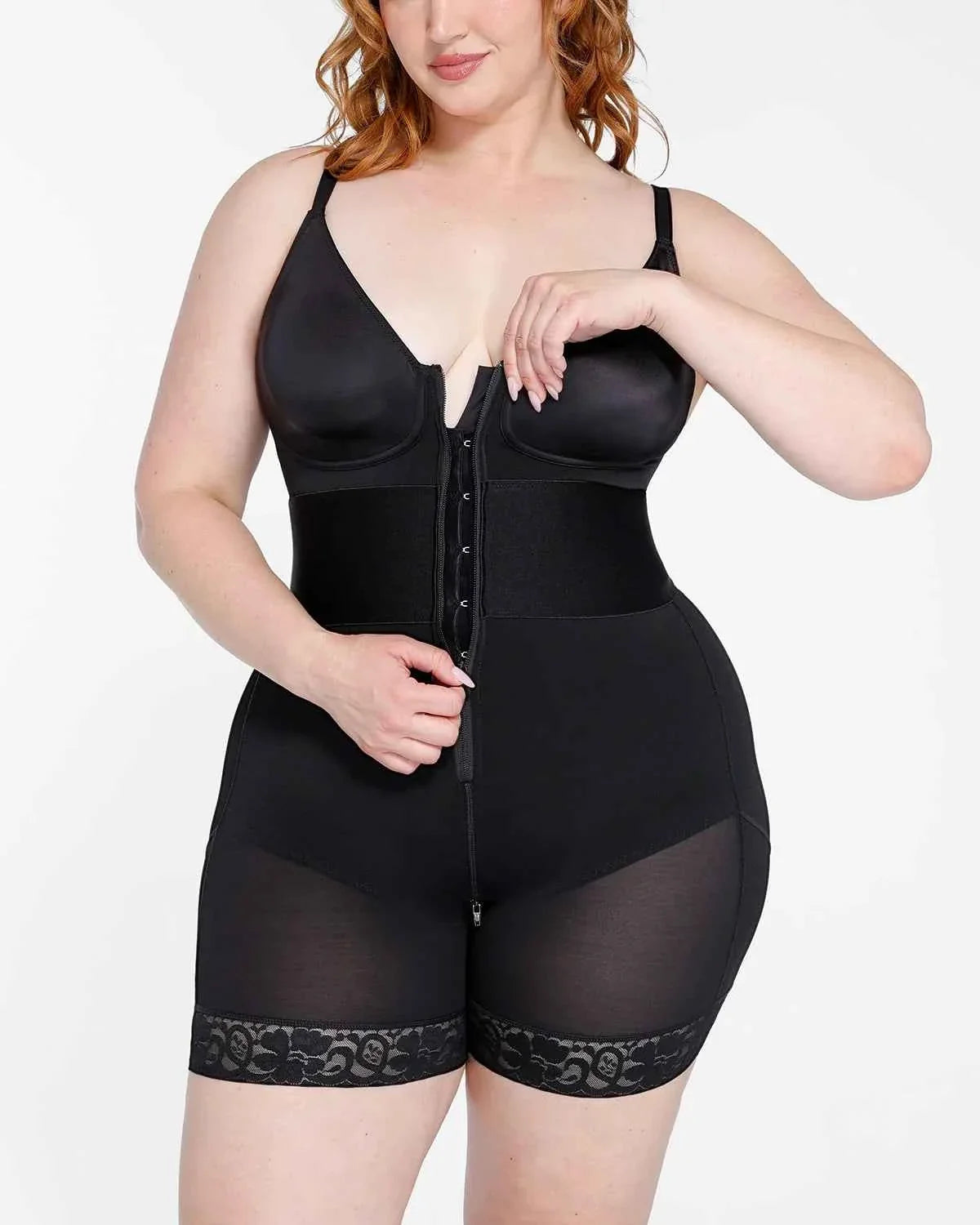 Bare Essentials Midi Bodysuit - Black Lace Shaping