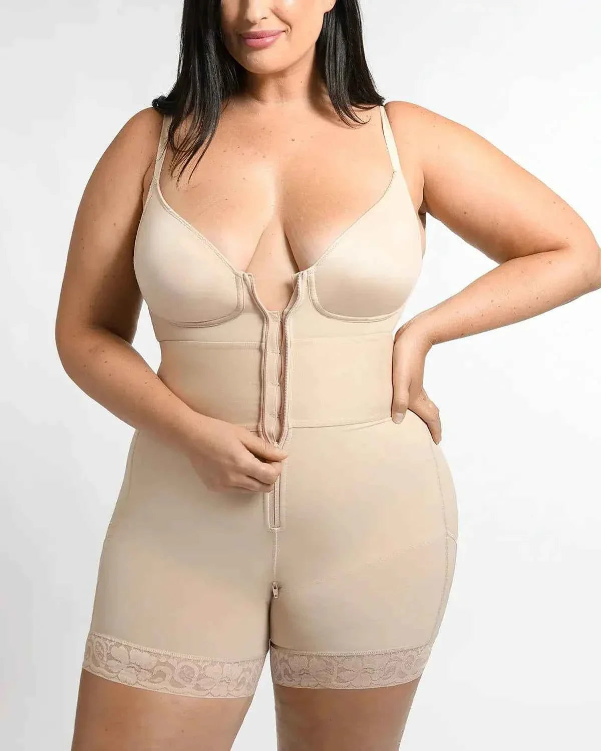 Bare Essentials Midi Bodysuit - Black Lace Shaping