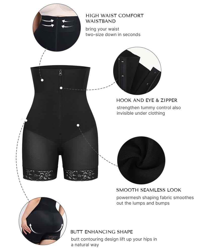 Bare Essentials High-Waist Shapewear Short - Black Lace