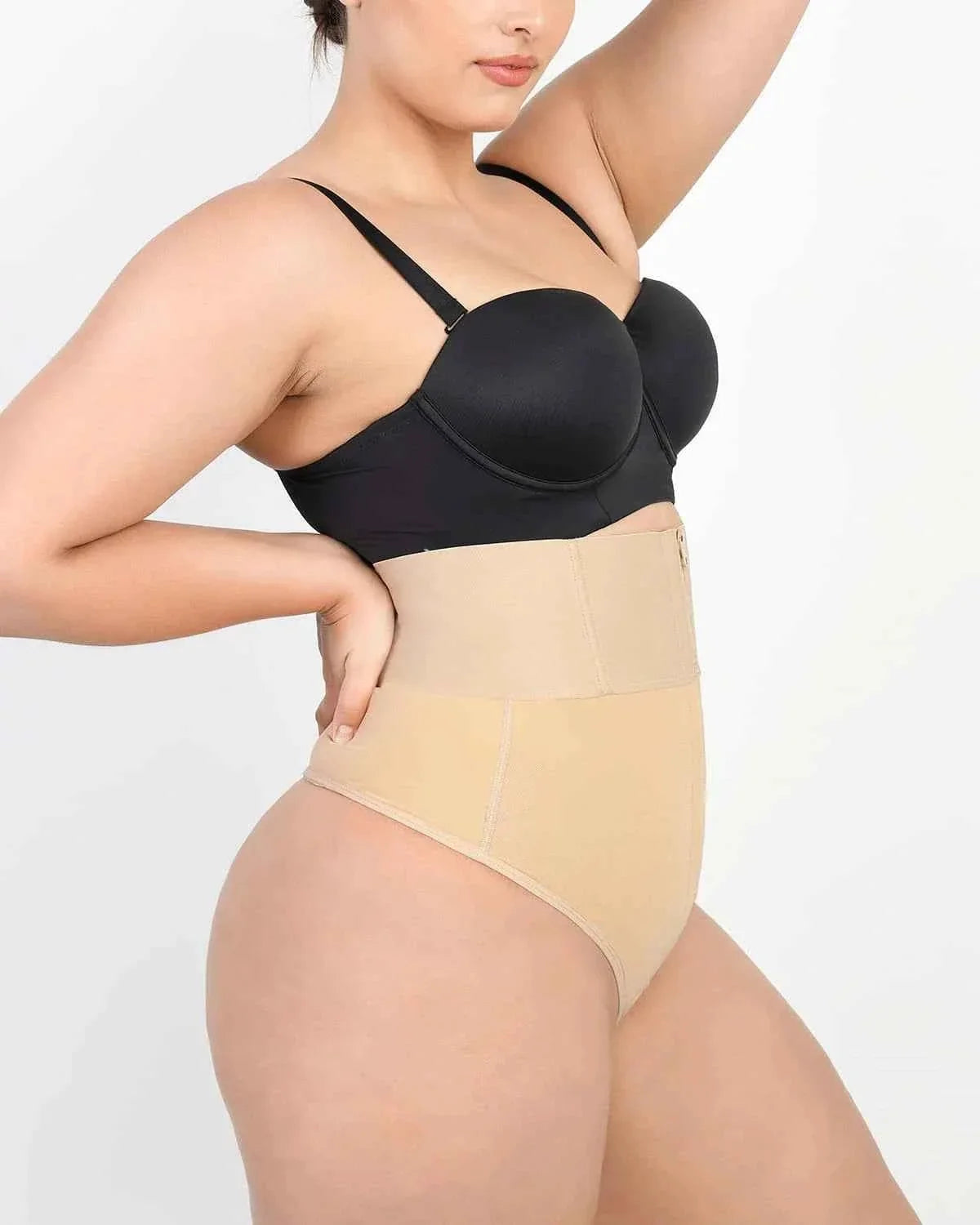 Bare Essentials High-Rise Thong - Black Sculpting Support