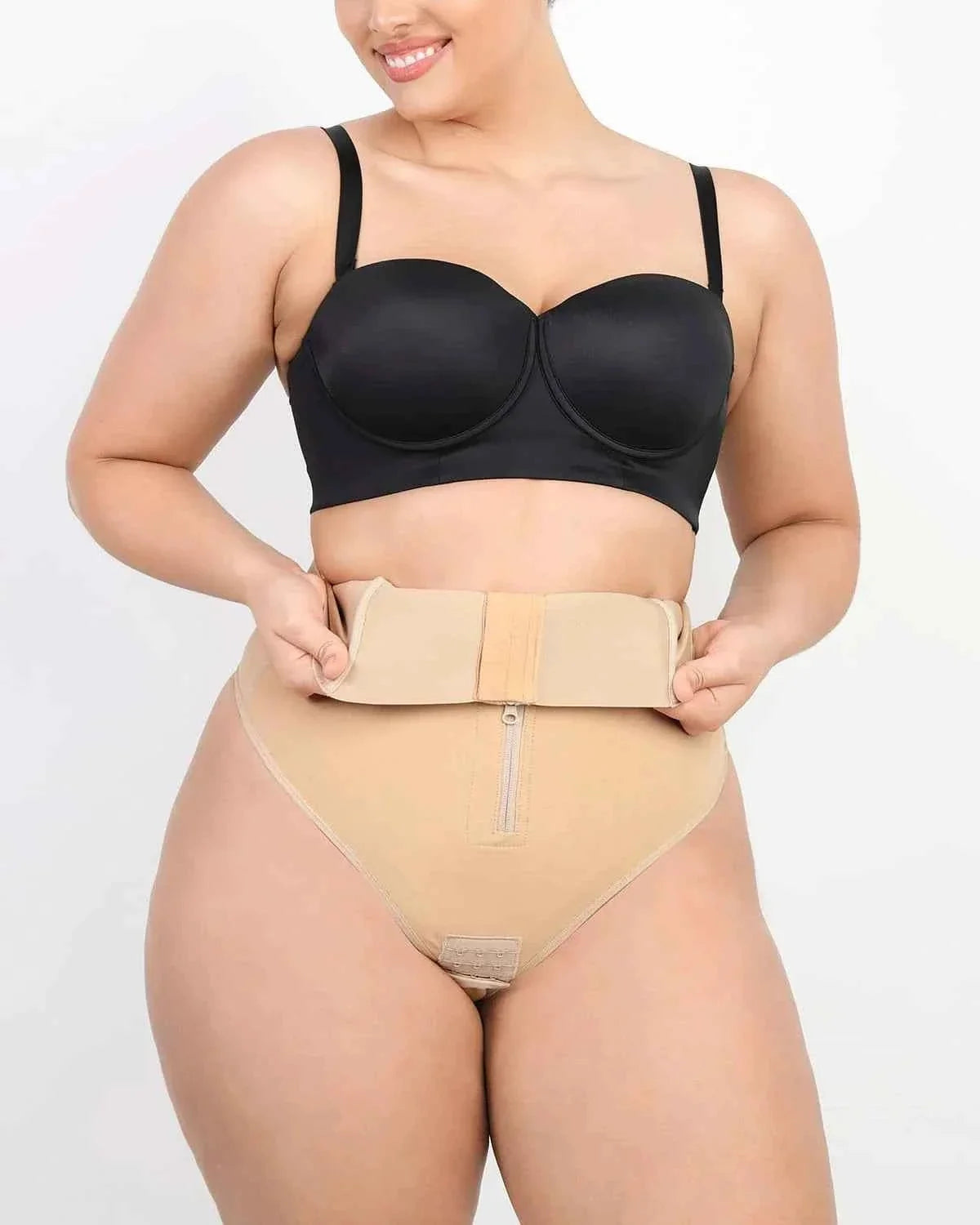 Bare Essentials High-Rise Thong - Black Sculpting Support
