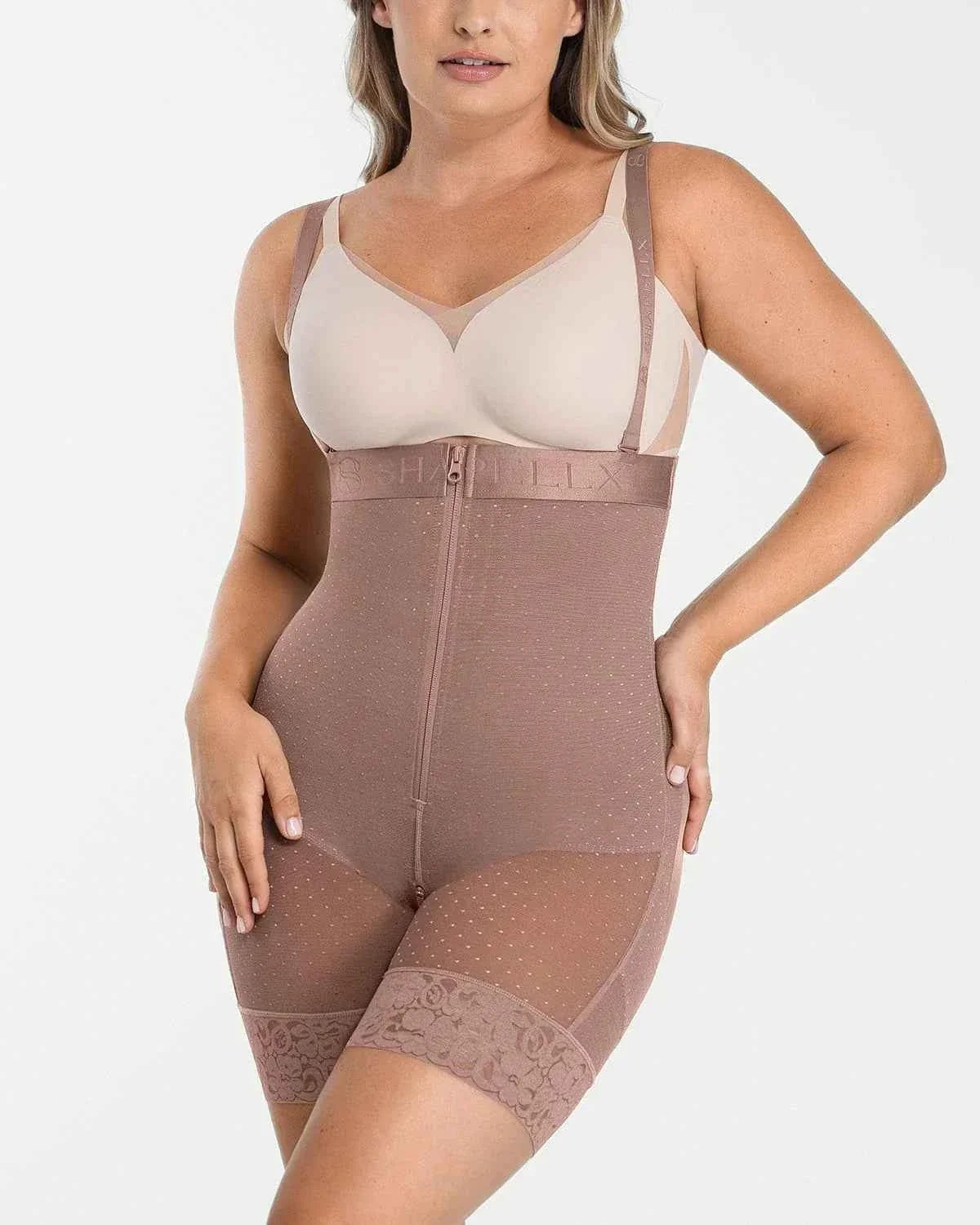 BOOT-YEAHâ„?High-Waisted Mini Dress - Polka Dot Lace