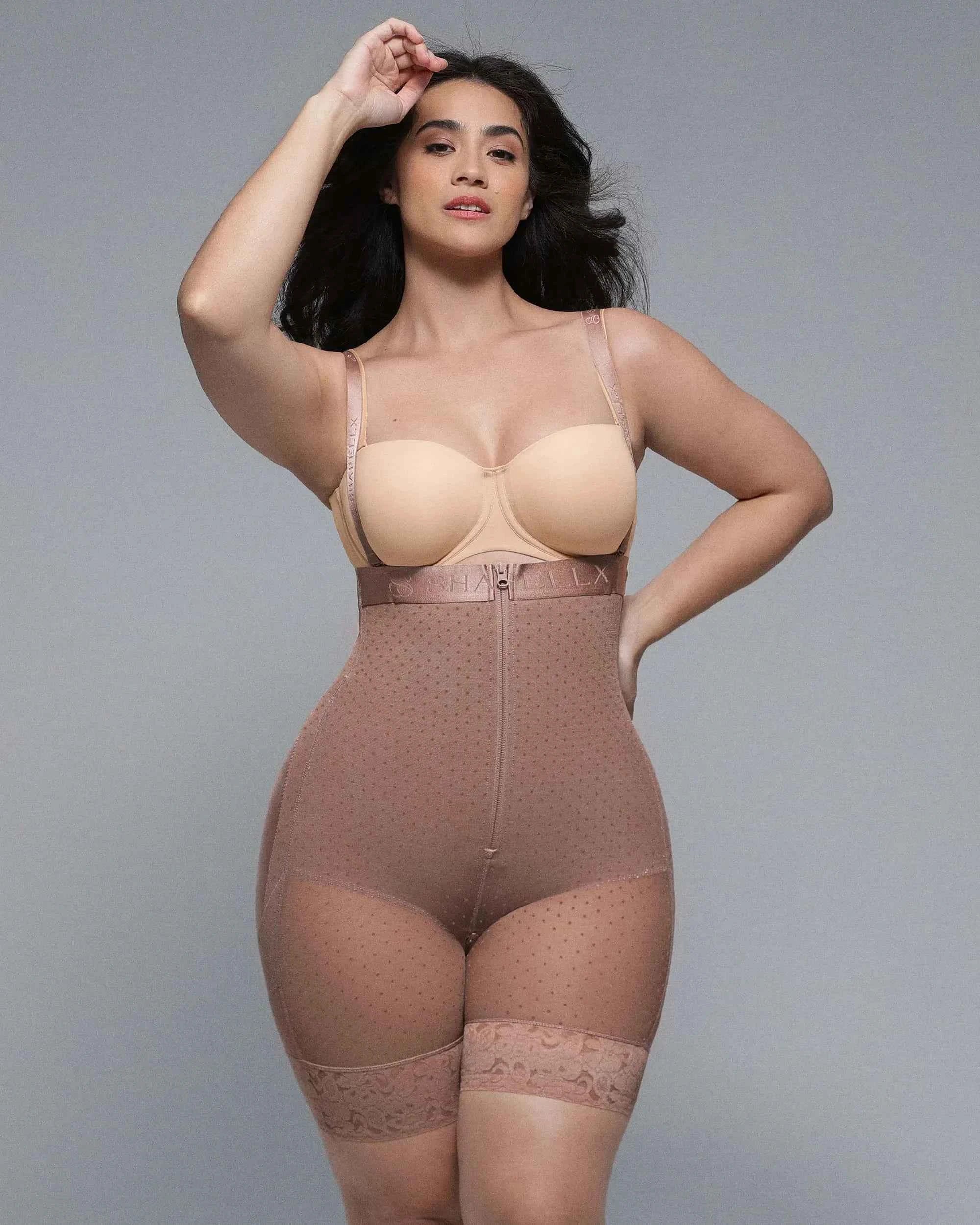 BOOT-YEAHâ„?High-Waisted Mini Dress - Polka Dot Lace