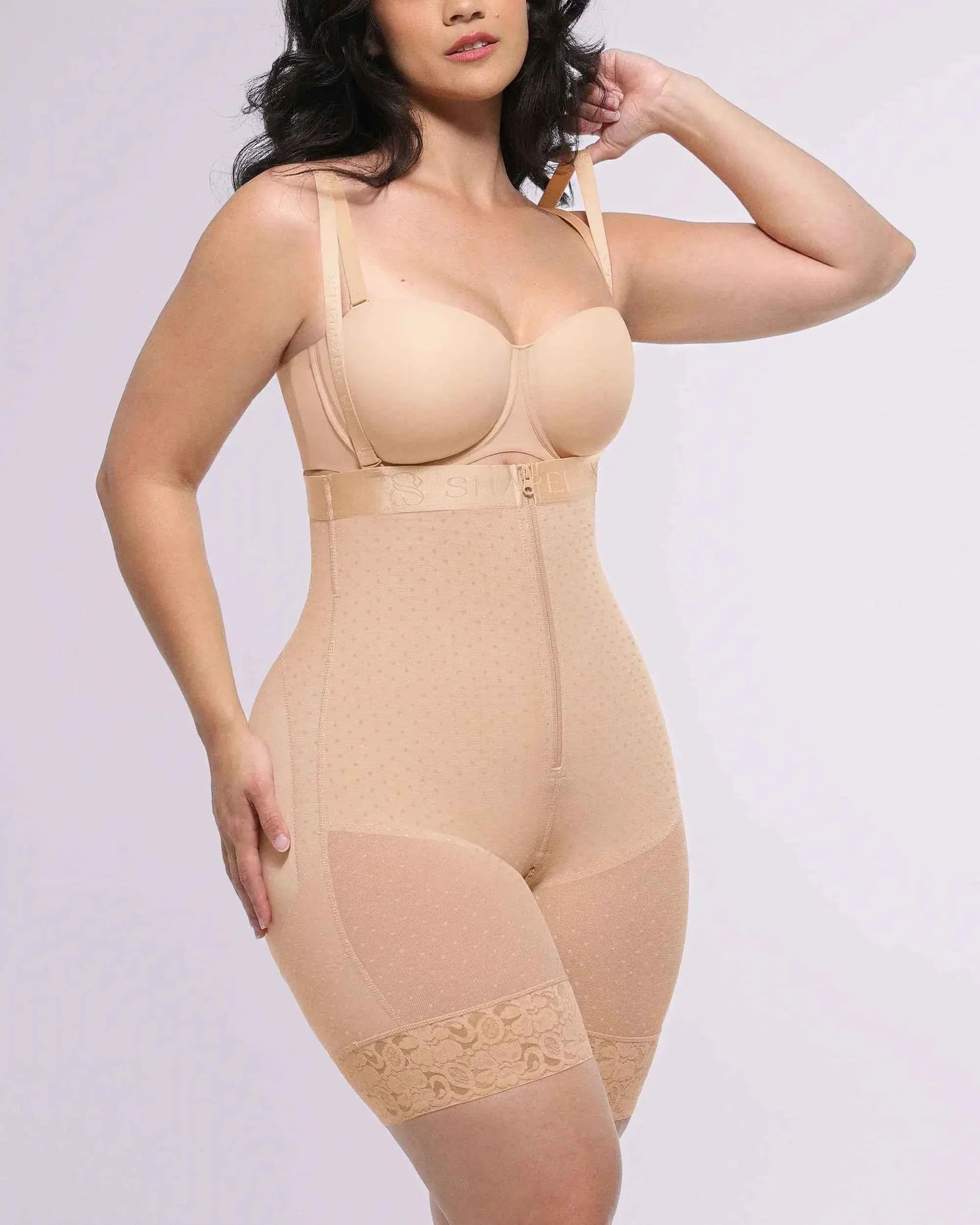 BOOT-YEAHâ„?High-Waisted Mini Dress - Polka Dot Lace