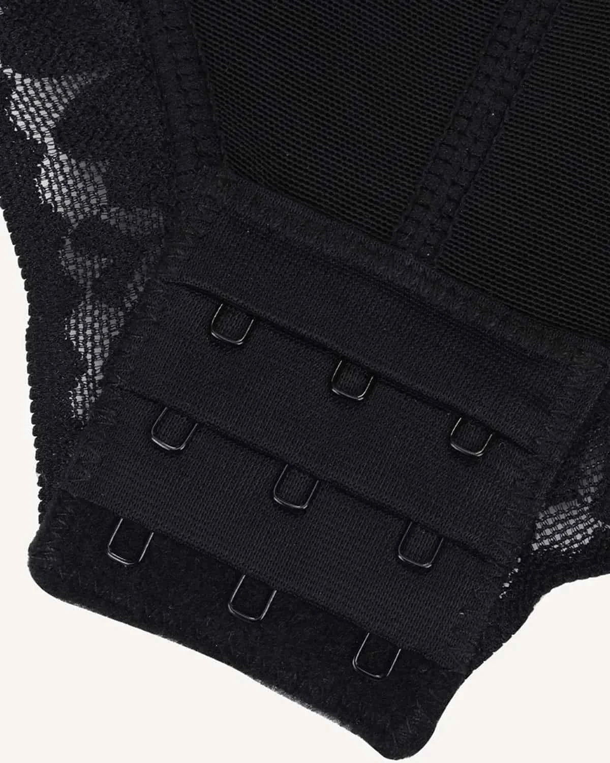 Bare Essentials Midi Bodysuit - Black Lace Zipper