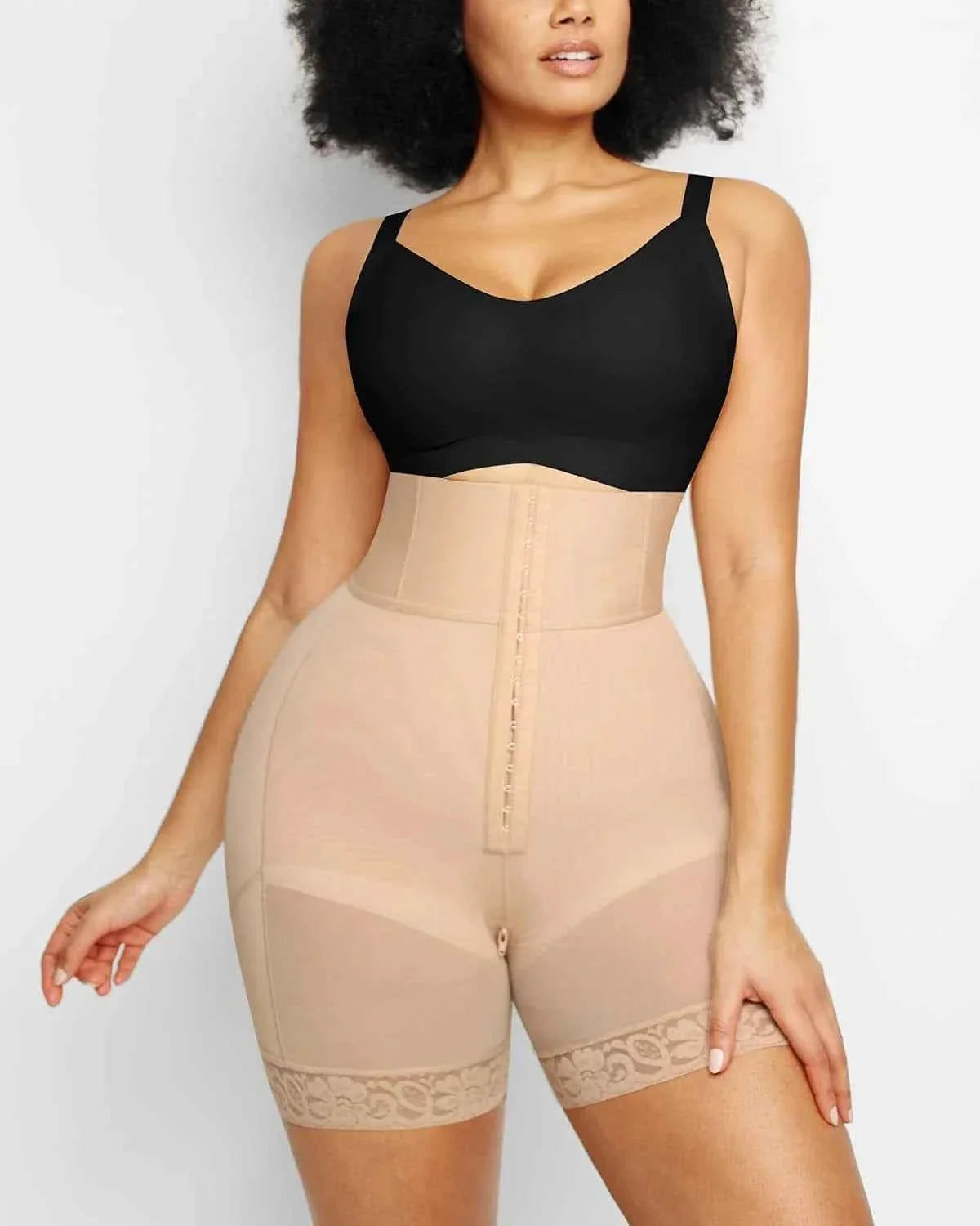 BOOT-YEAHâ„?Mini Shorts - Black Boned High-Waisted