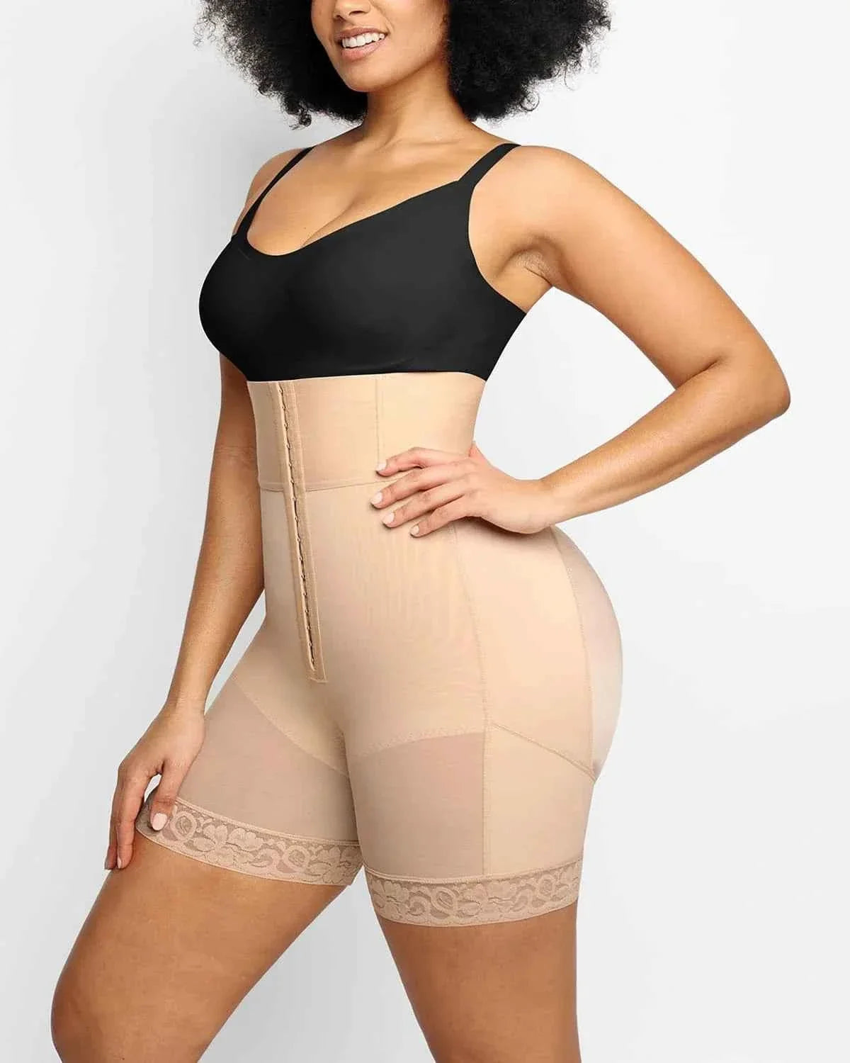 BOOT-YEAHâ„?Mini Shorts - Black Boned High-Waisted