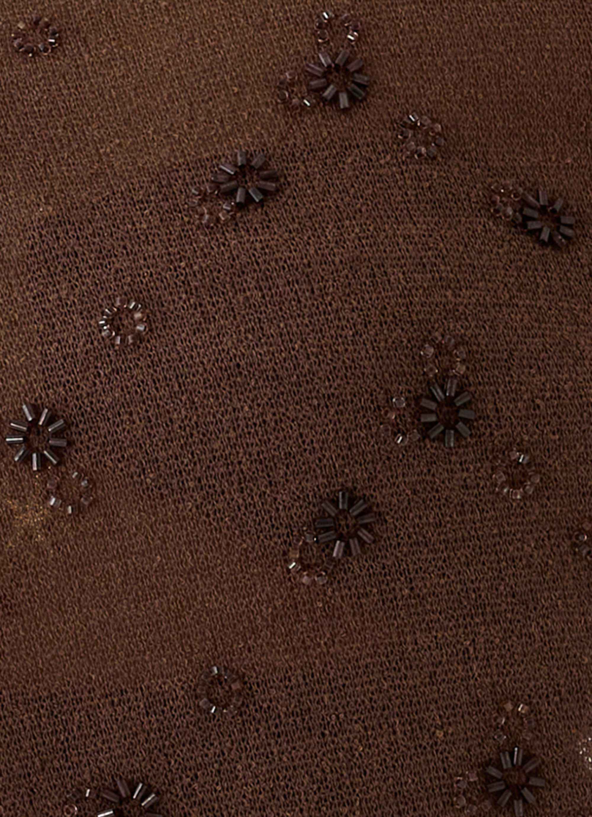 Aizza Midi Cape - Chocolate Beaded Knit
