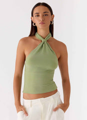 Amber Light Mini Dress - Sage Halter