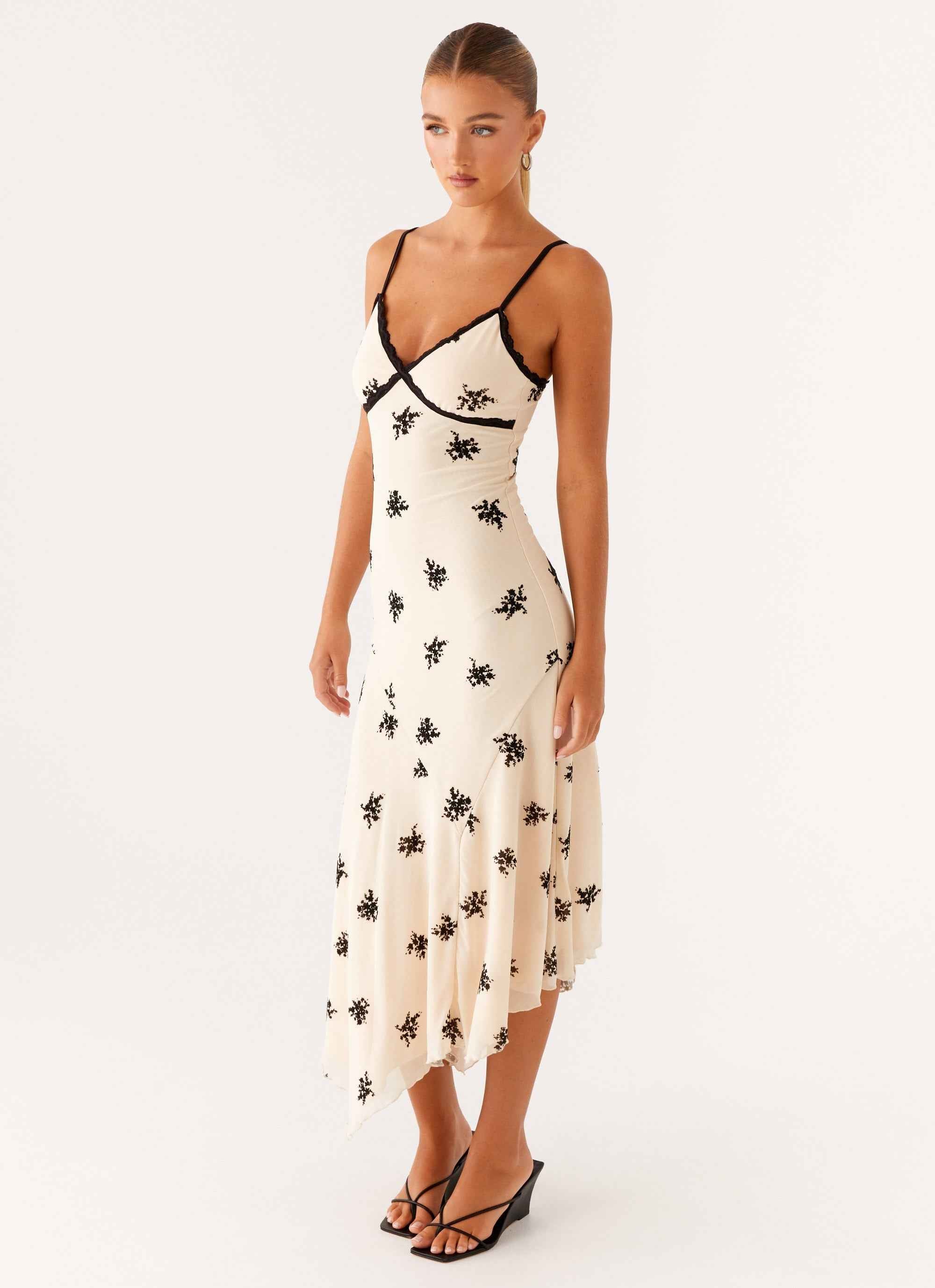 Amelia Maxi Dress - Nude Floral Embroidery