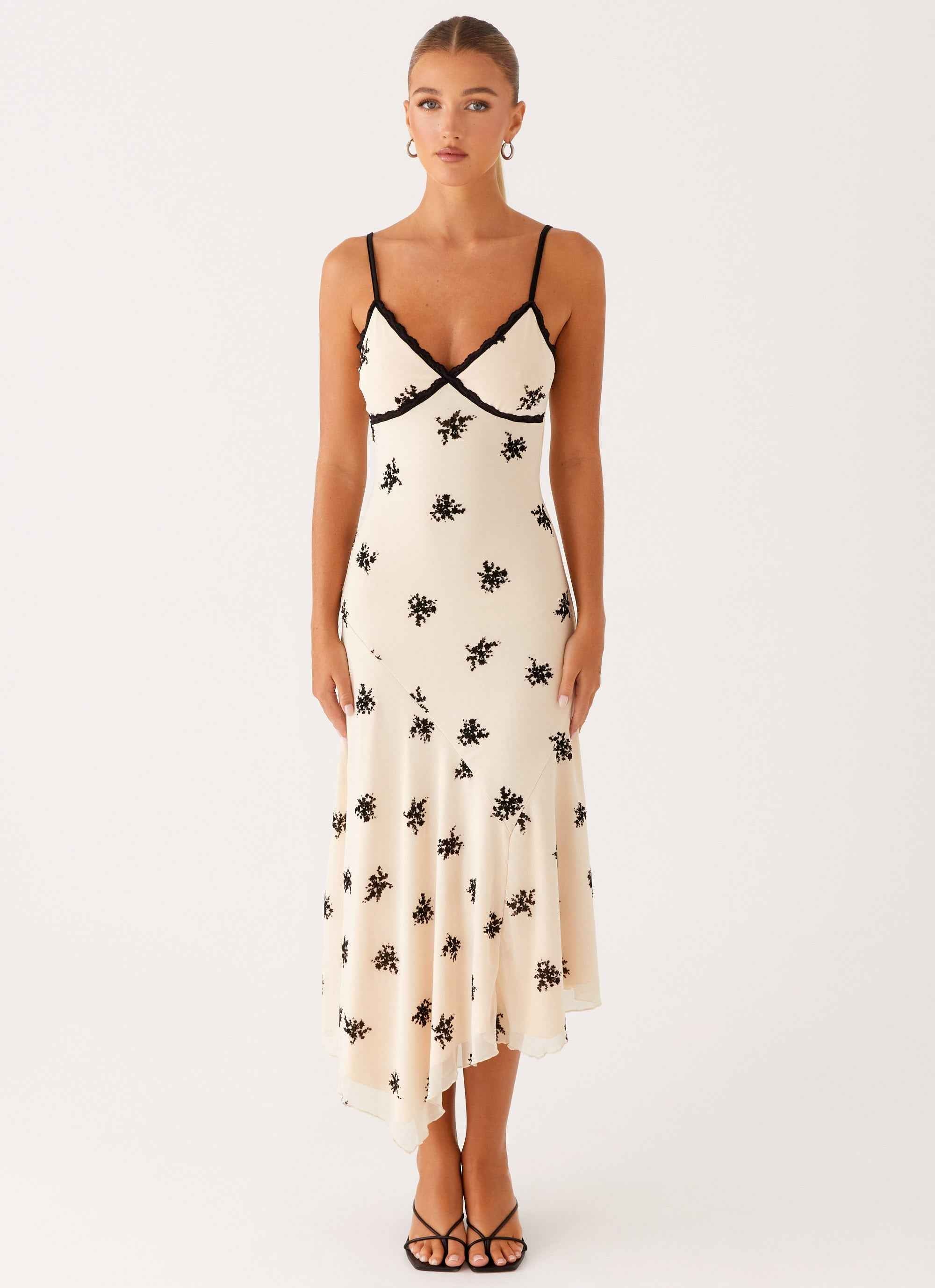 Amelia Maxi Dress - Nude Floral Embroidery