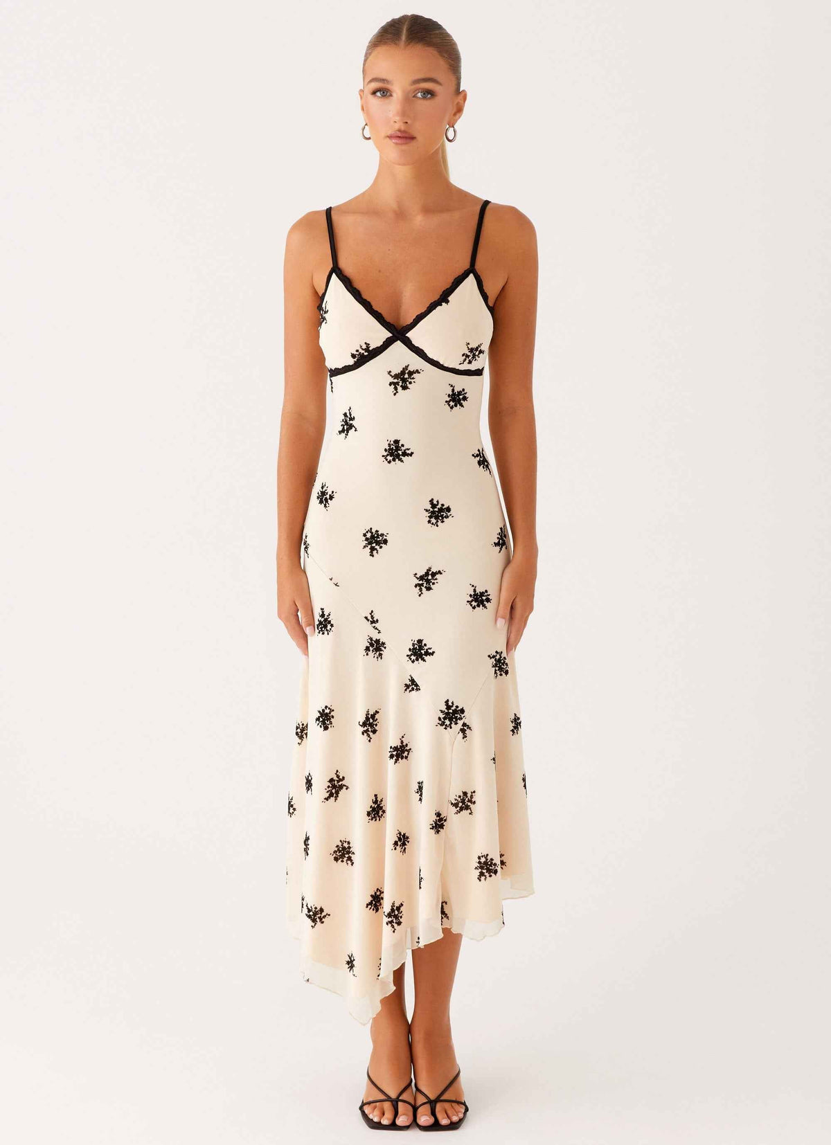Amelia Maxi Dress - Nude Floral Embroidery