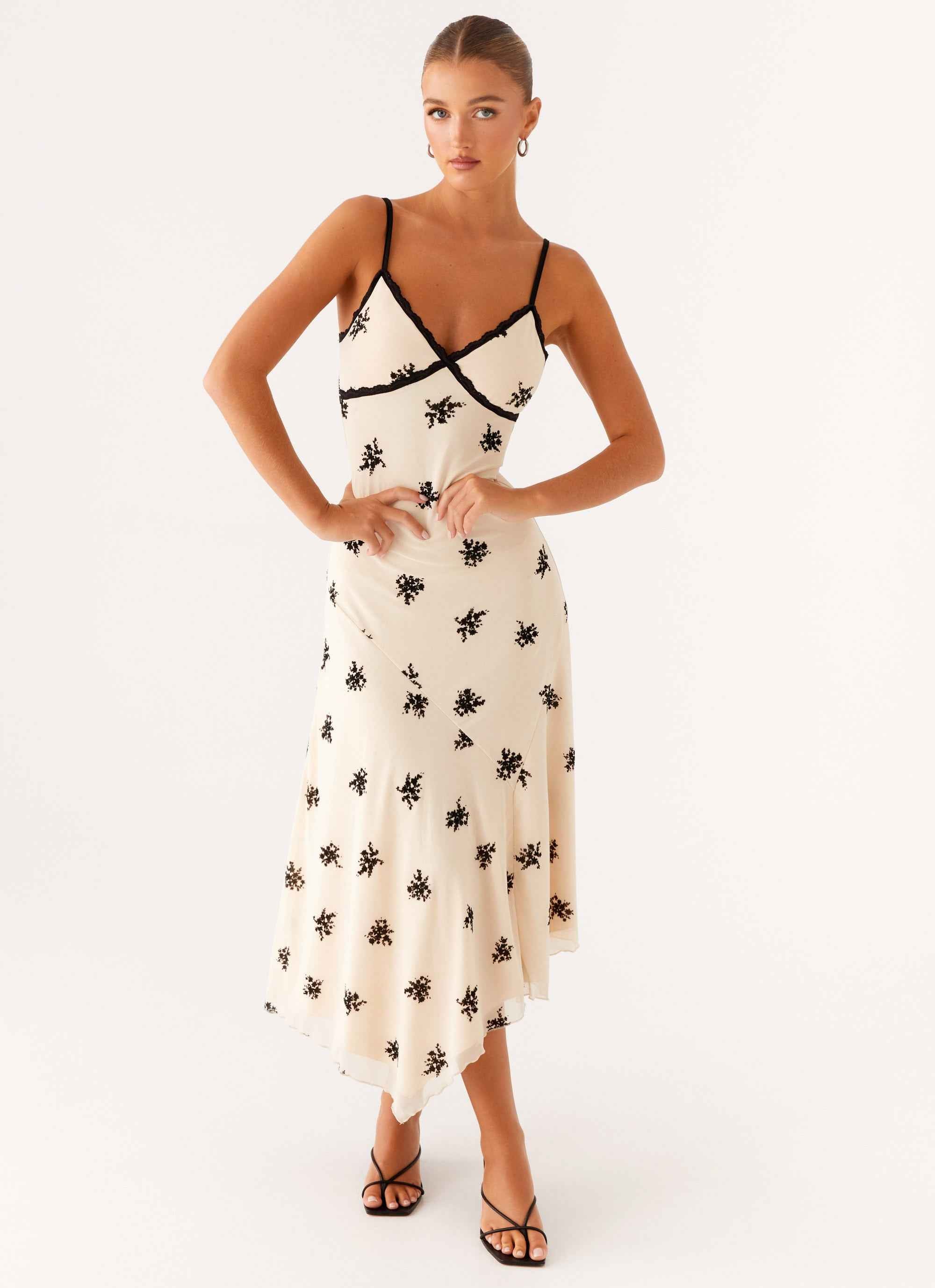 Amelia Maxi Dress - Nude Floral Embroidery