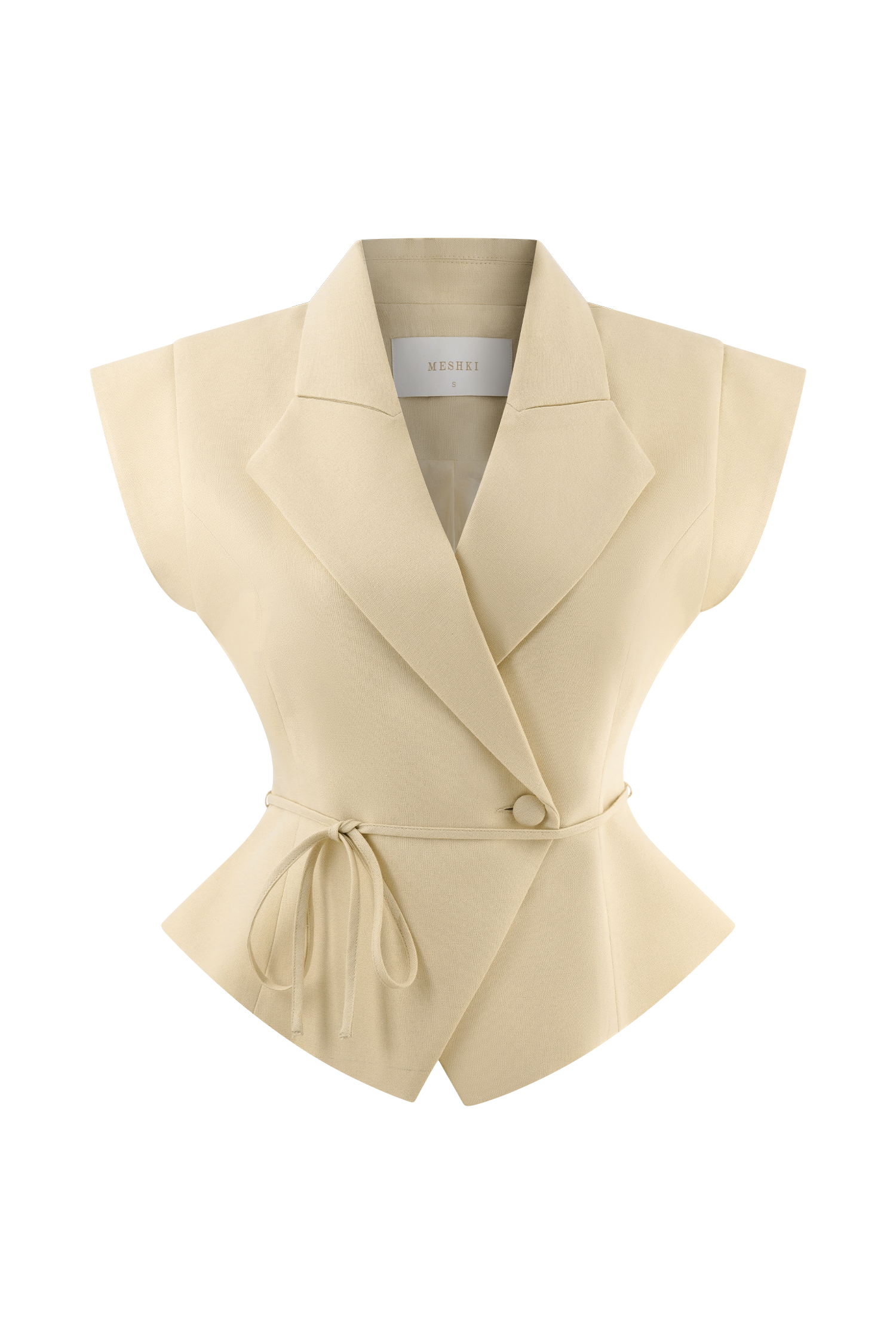 Andina Natural Beige Linen Short Sleeve Top