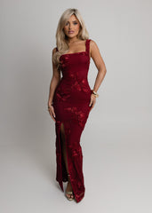 Atomic Heart Maxi Dress - Wine