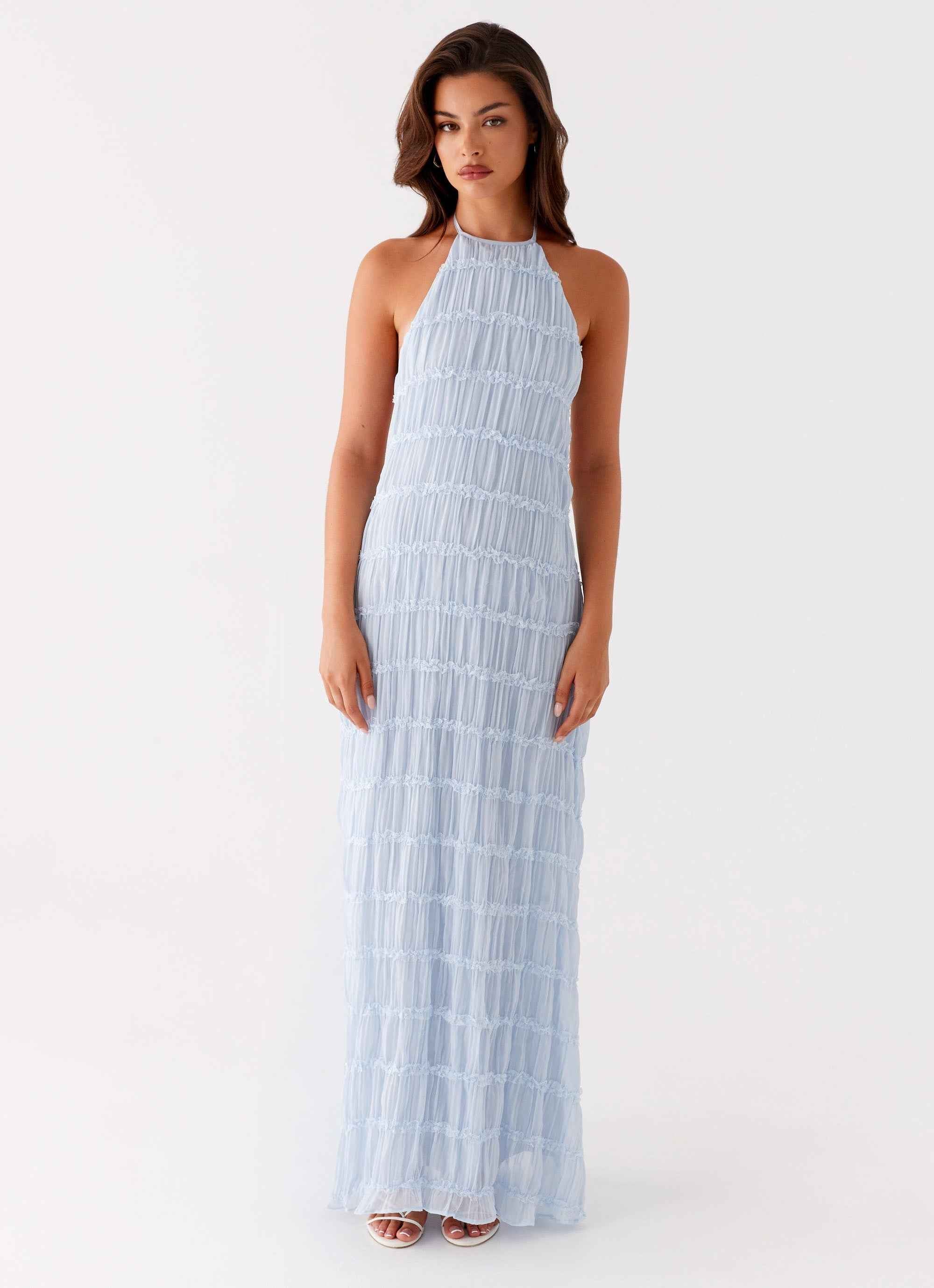 Aullie Maxi Dress - Blue Lace Halter