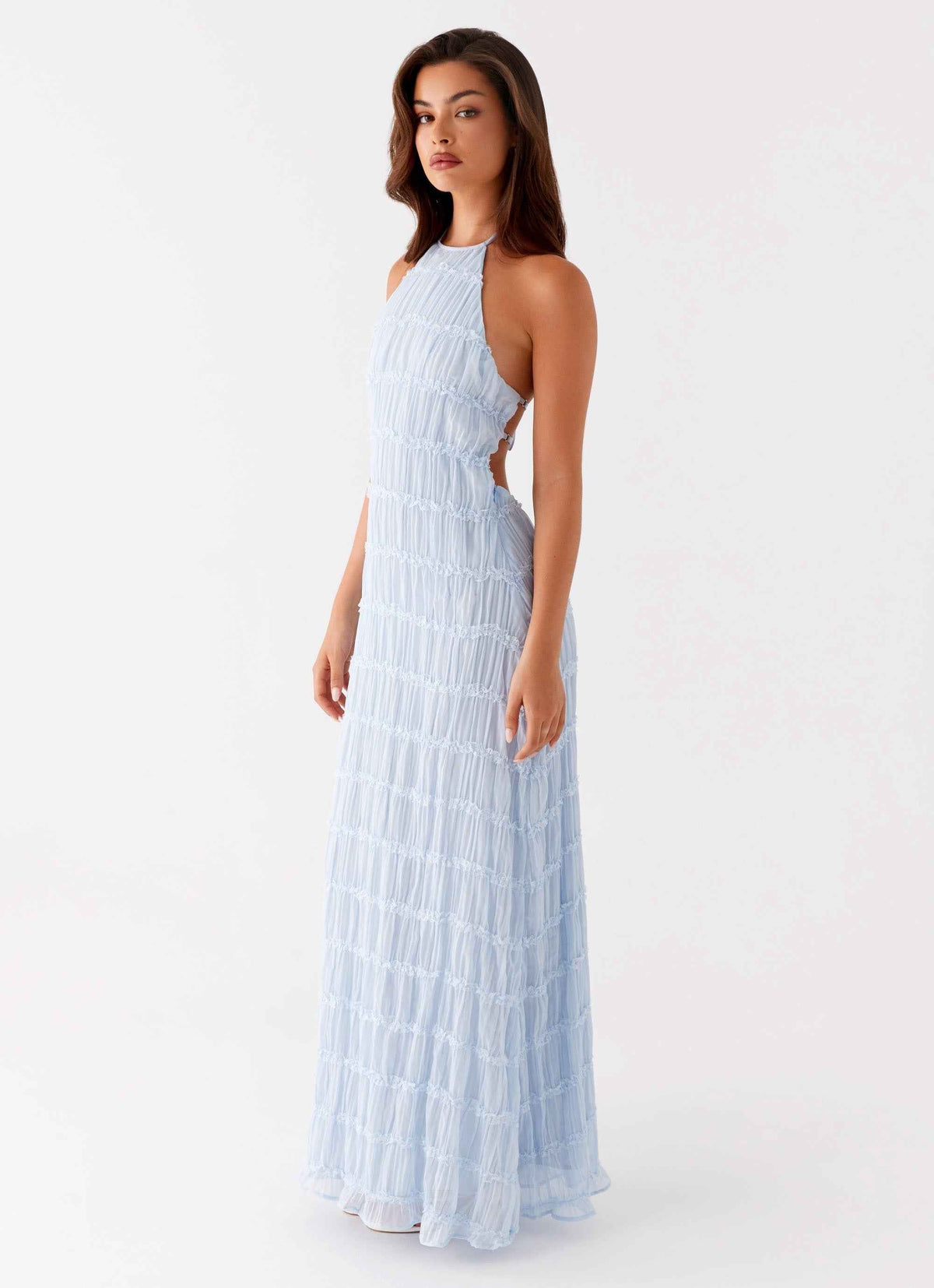 Aullie Maxi Dress - Blue Lace Halter