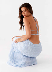 Aullie Maxi Dress - Blue Lace Halter