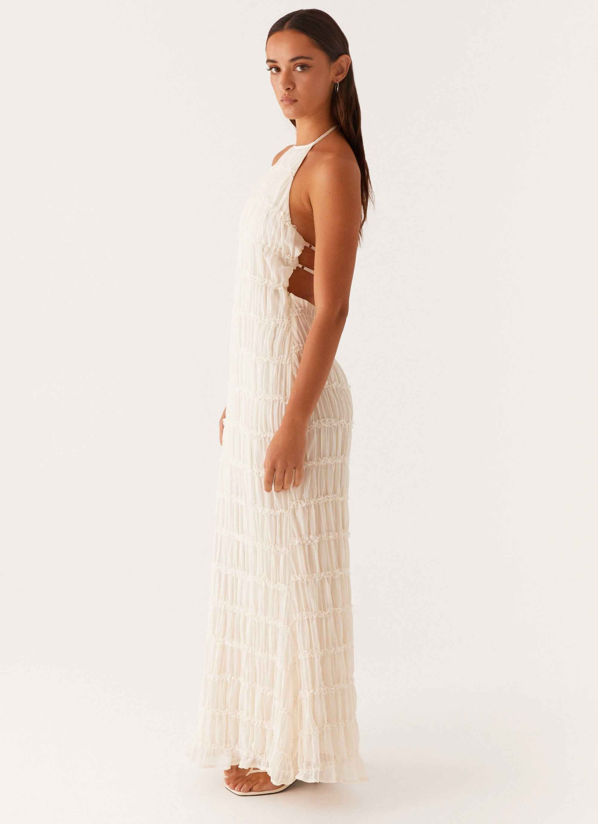 Aullie Maxi Dress - Ivory Lace Halter