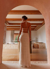 Aullie Maxi Dress - Ivory Lace Halter