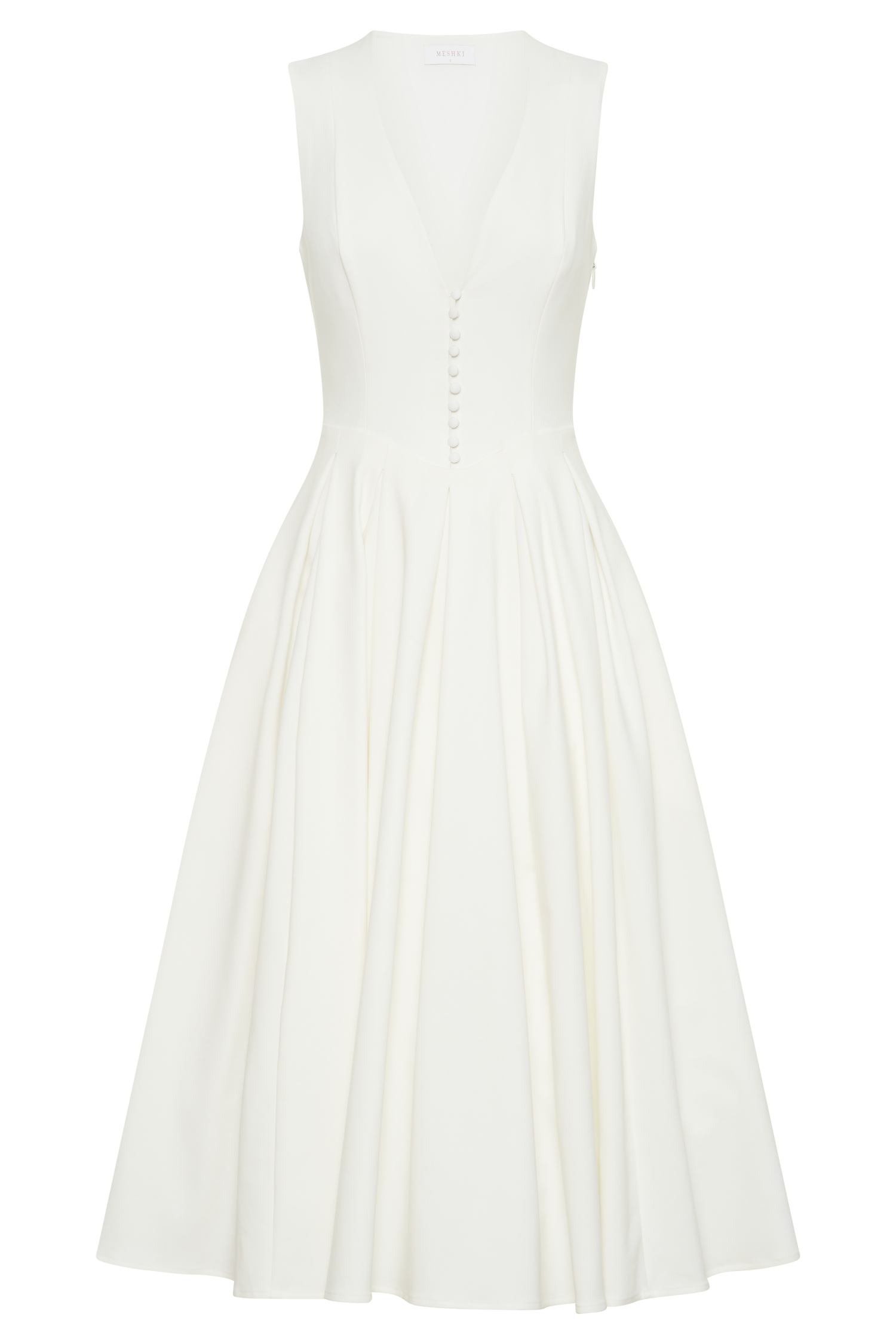 Keely White Cotton Midi Dress