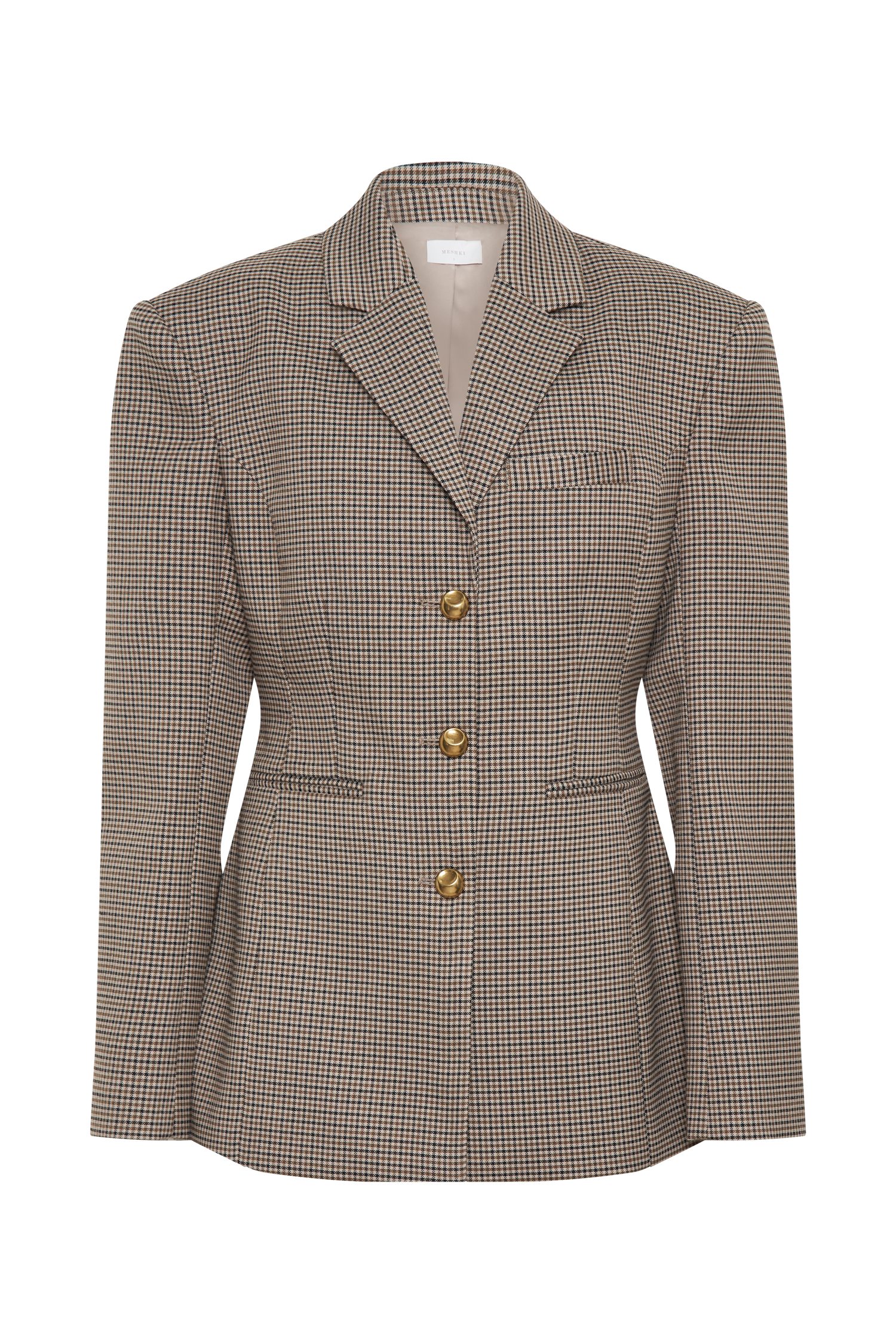 Mila Tan Check Shaped Blazer