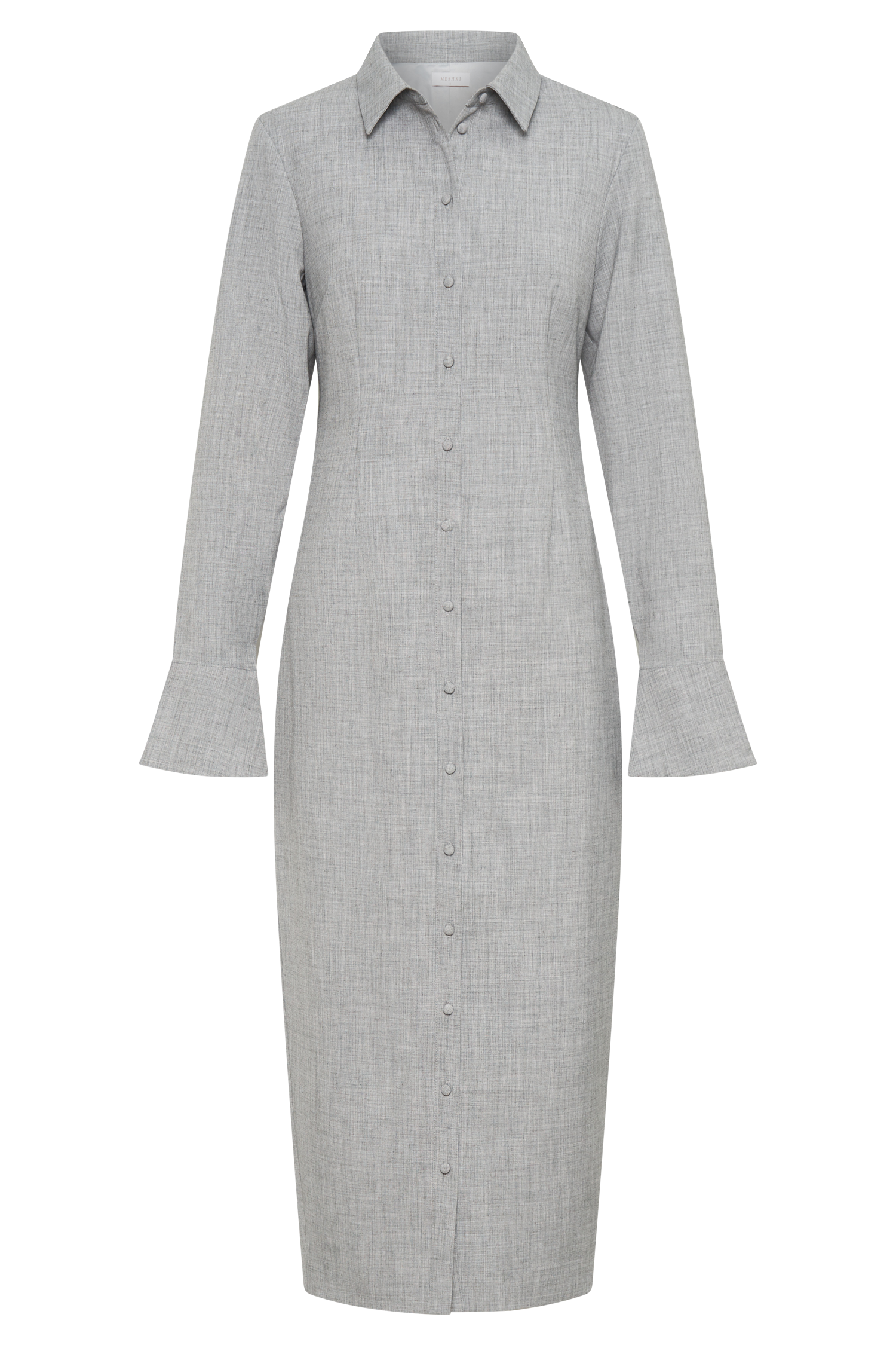 Dorian Charcoal Marle Fitted Shirt Midi Dress