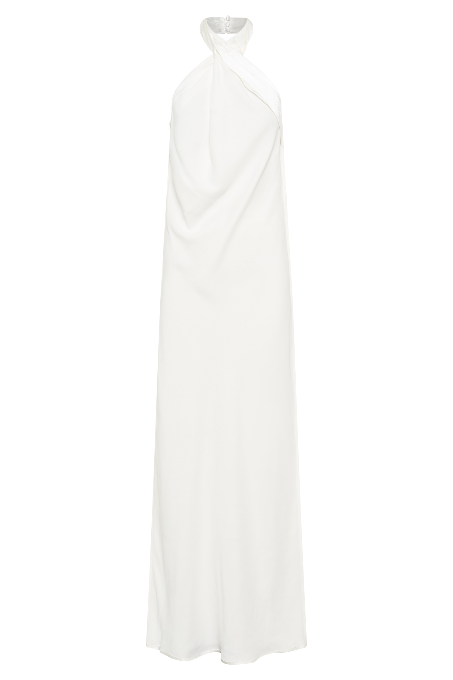 Laura White Satin Halter Gown