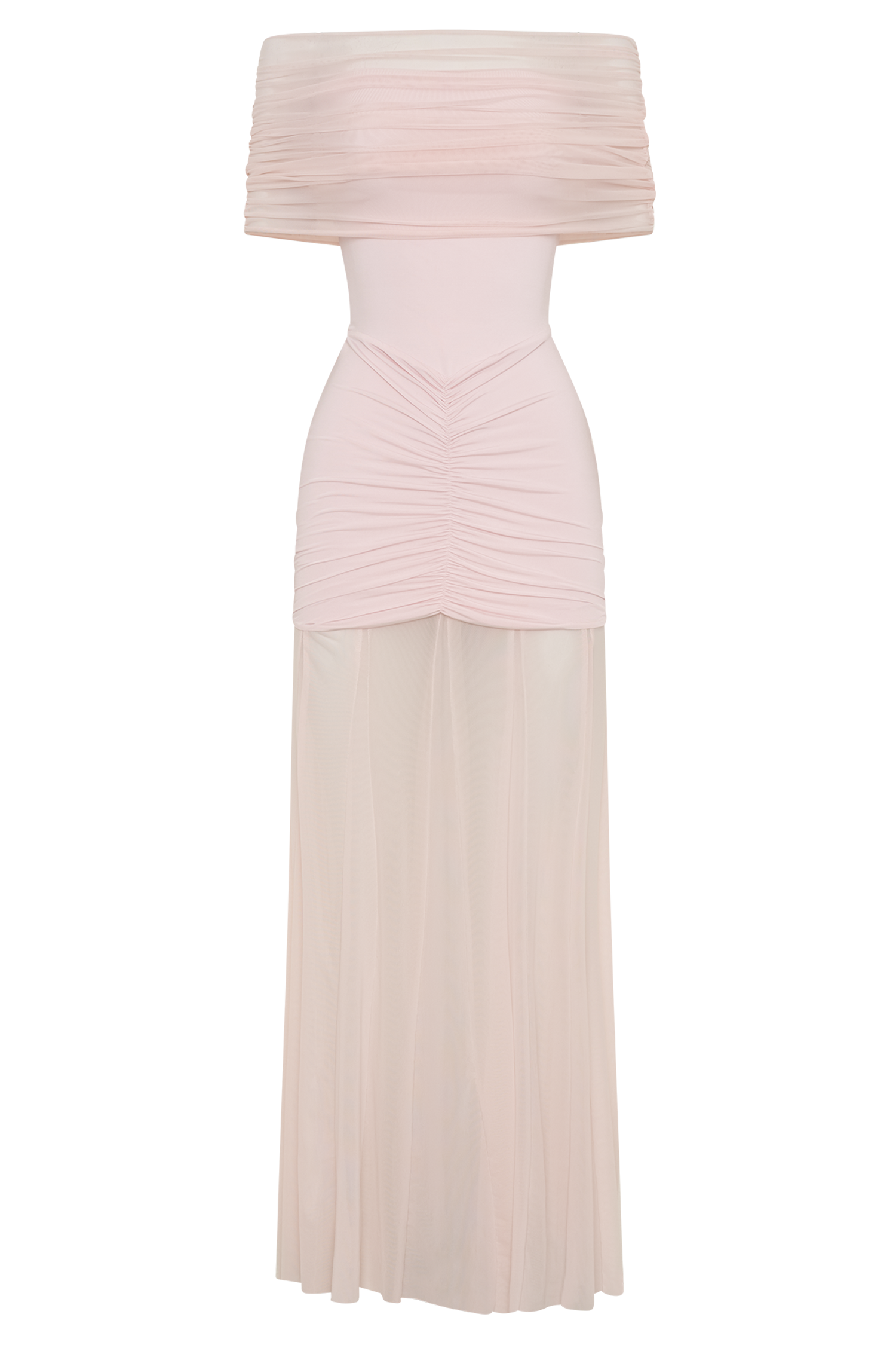Caspian Pale Pink Off Shoulder Maxi Dress