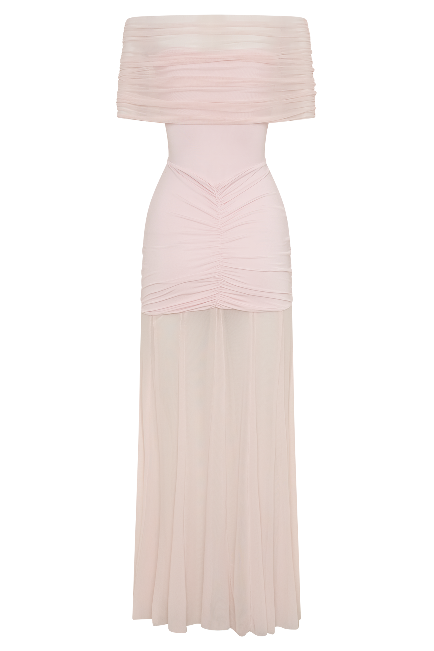 Caspian Pale Pink Off Shoulder Maxi Dress
