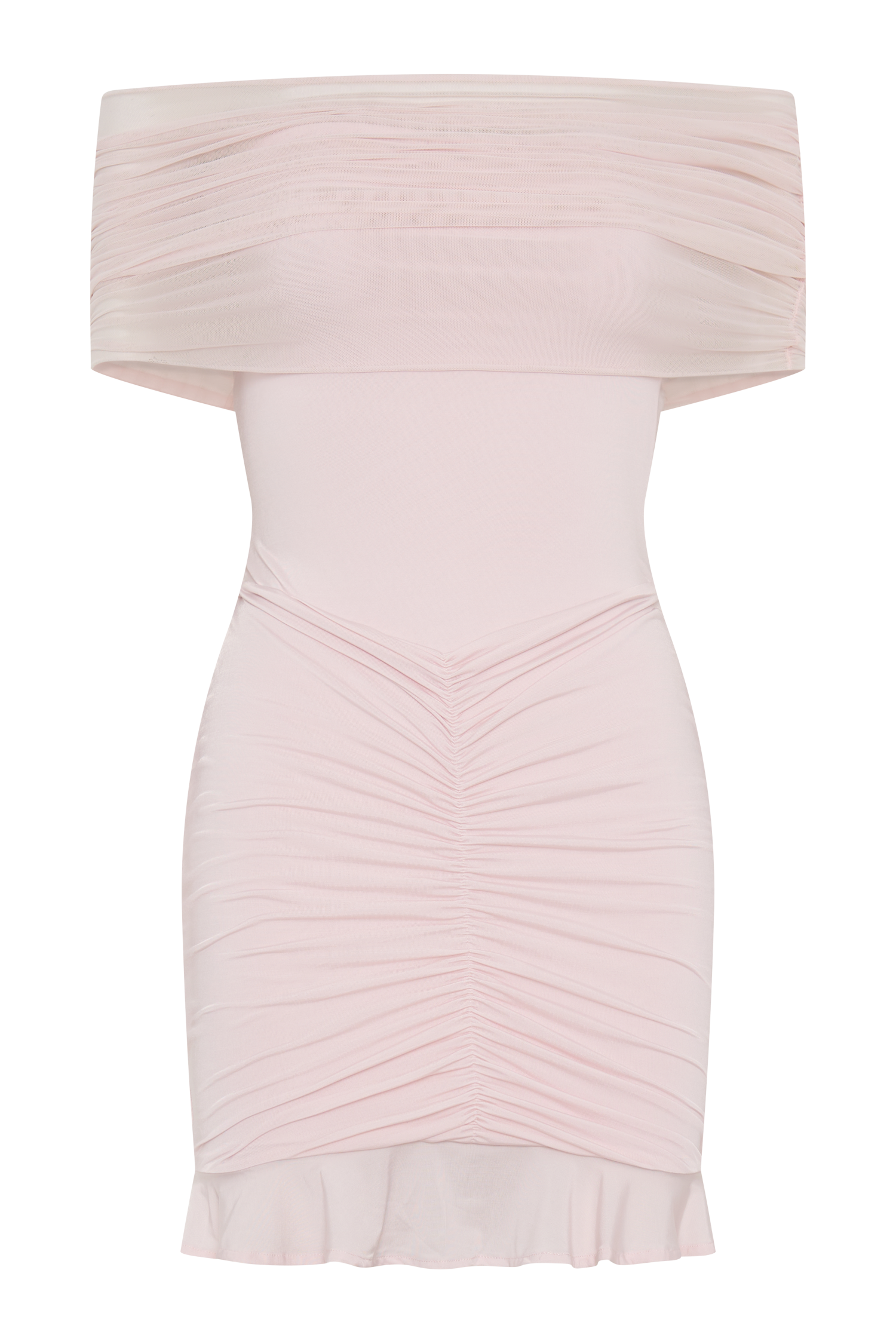 Caspian Pale Pink Off Shoulder Mini Dress