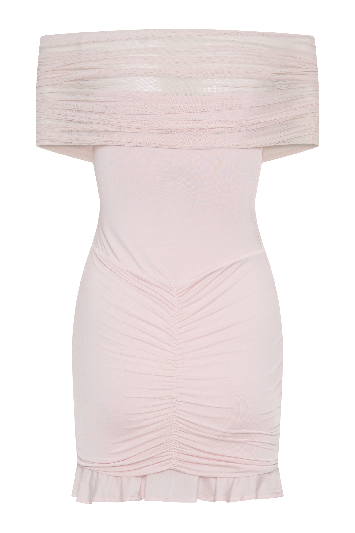 Caspian Pale Pink Off Shoulder Mini Dress