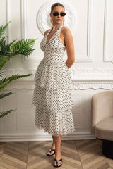 TIERED FITTED MIDI SUMMER PARTY DRESS