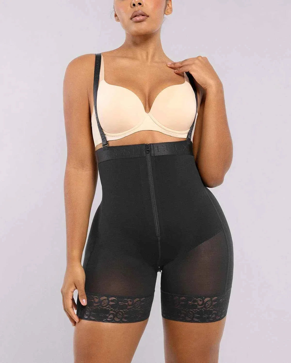 BOOT-YEAHâ„?Midi Shaping Shorts - Black Compression Lace