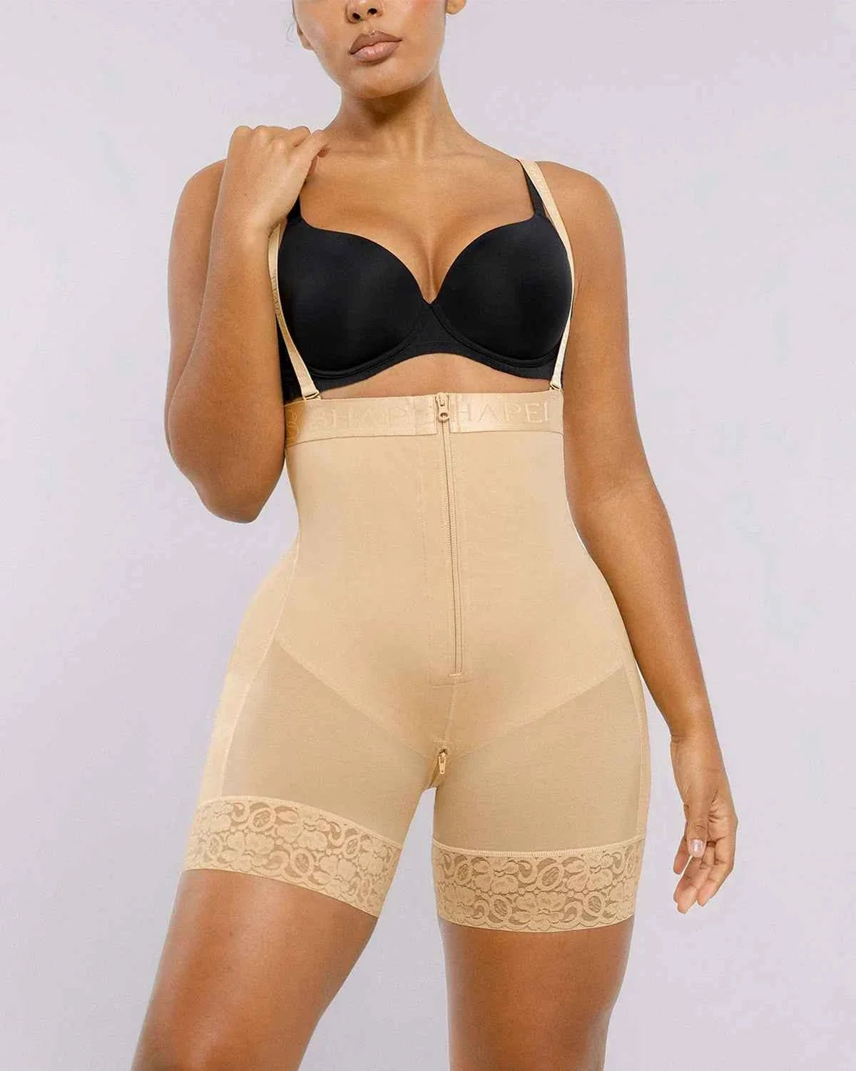 BOOT-YEAHâ„?Midi Shaping Shorts - Black Compression Lace