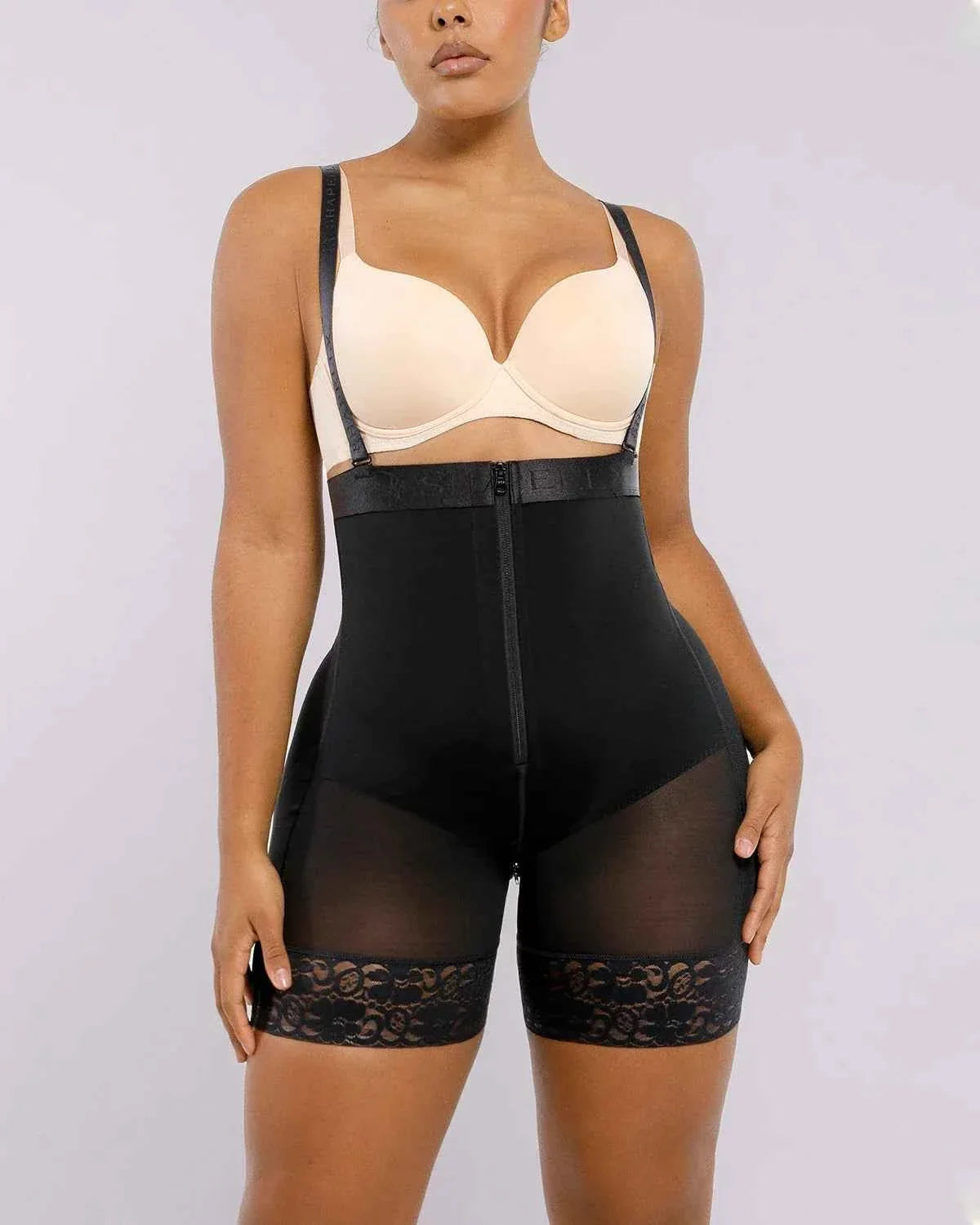 BOOT-YEAHâ„?Midi Shaping Shorts - Black Compression Lace