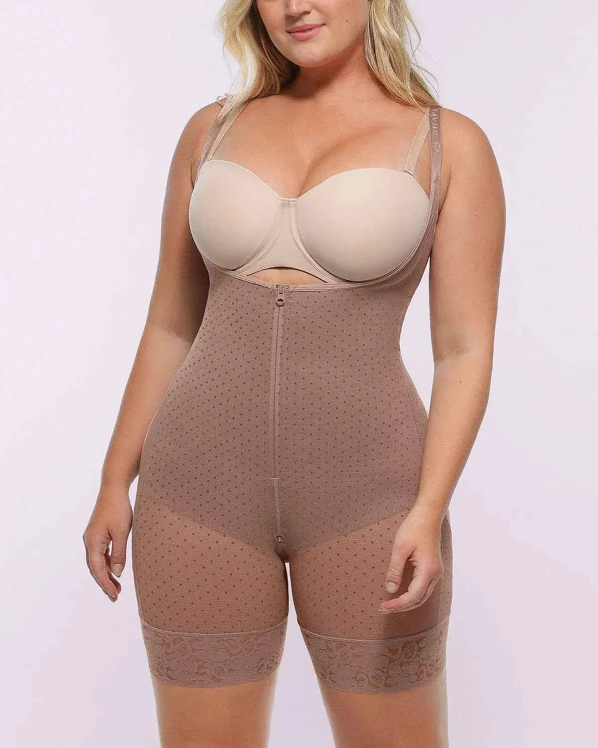 BOOT-YEAHâ„?Midi Bodysuit - Black Polka Dot Mesh